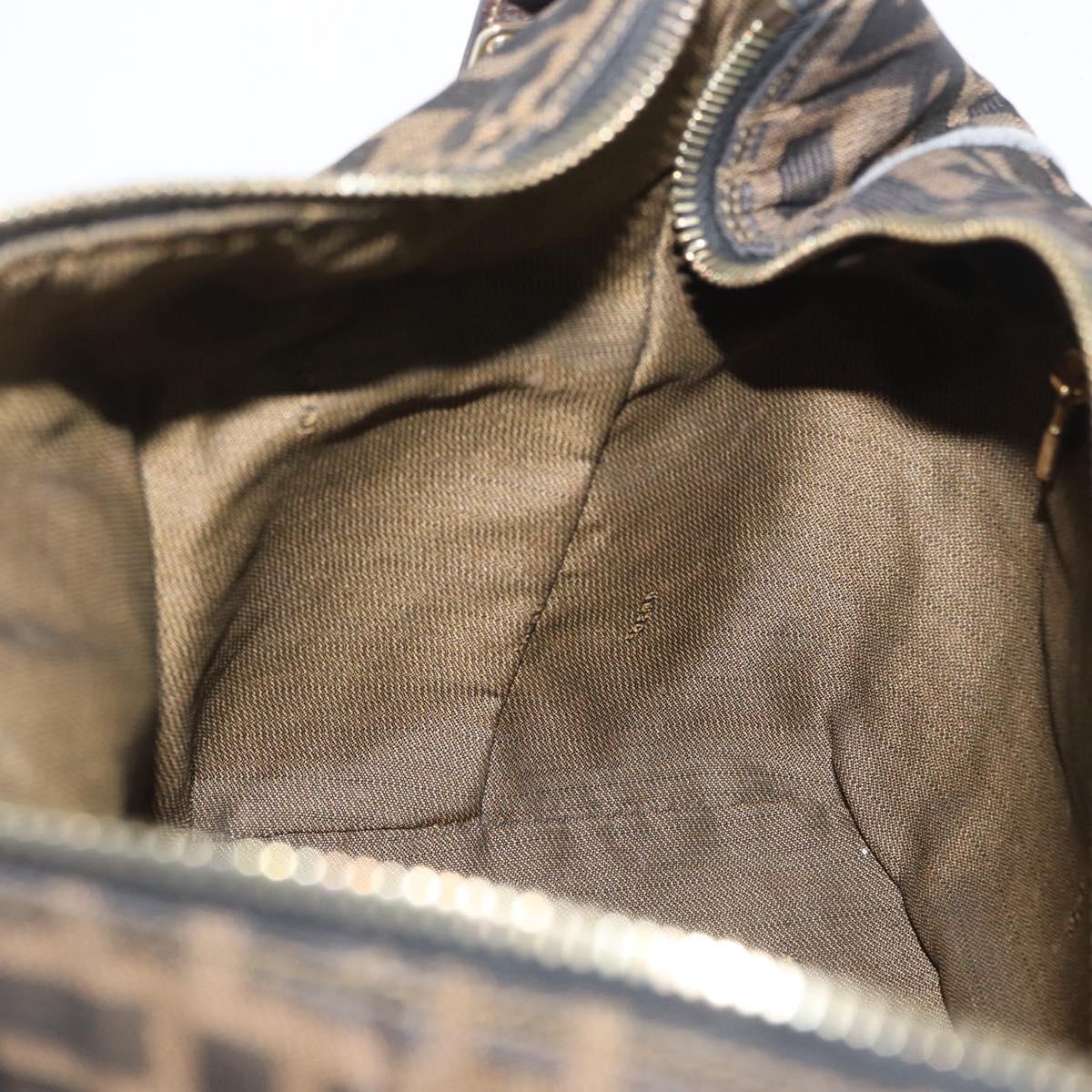 FENDI Zucca Canvas Hand Bag Black Brown Auth bs33679