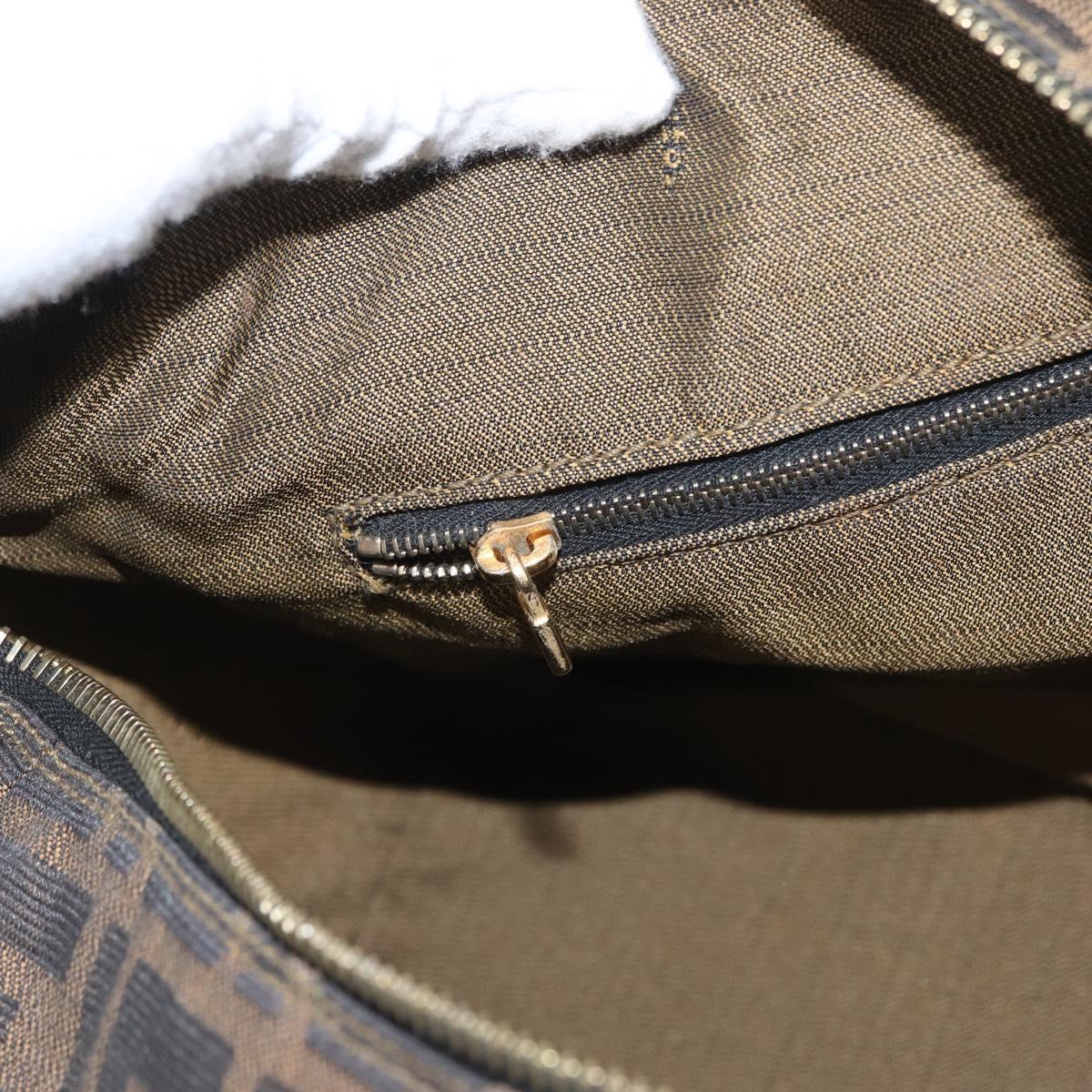 FENDI Zucca Canvas Hand Bag Black Brown Auth bs33679