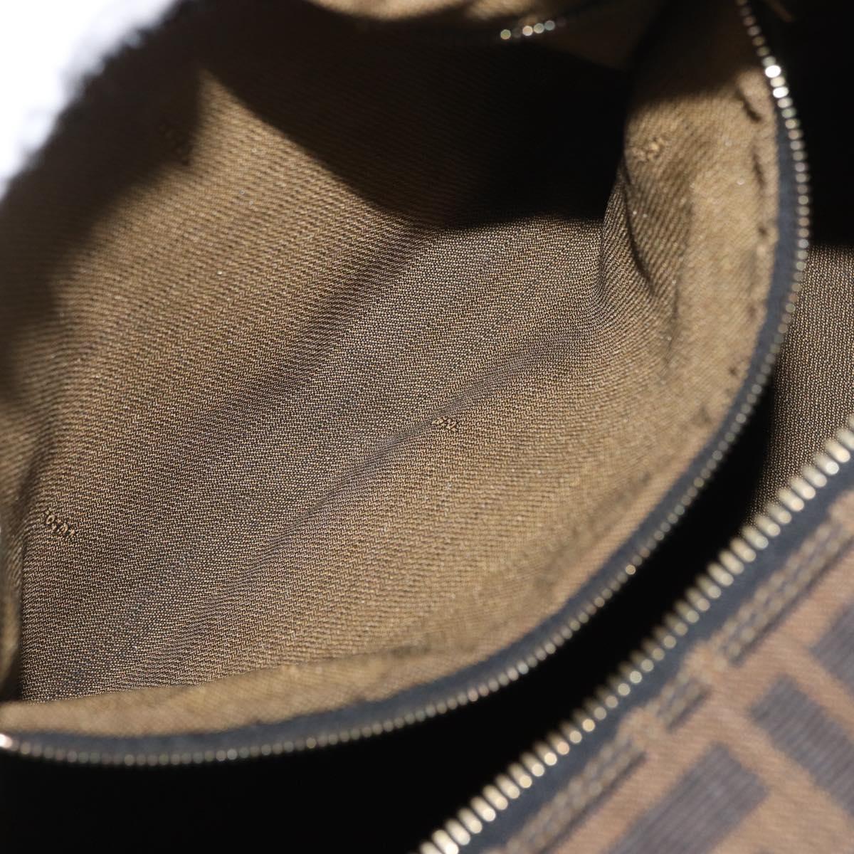 FENDI Zucca Canvas Hand Bag Black Brown Auth bs33679