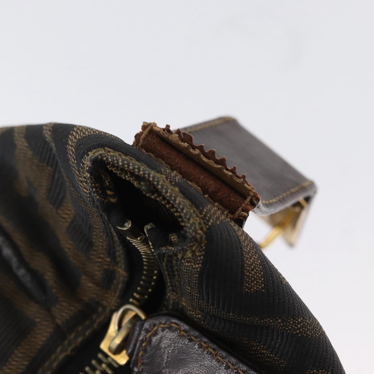 FENDI Zucca Canvas Hand Bag Black Brown Auth bs33679