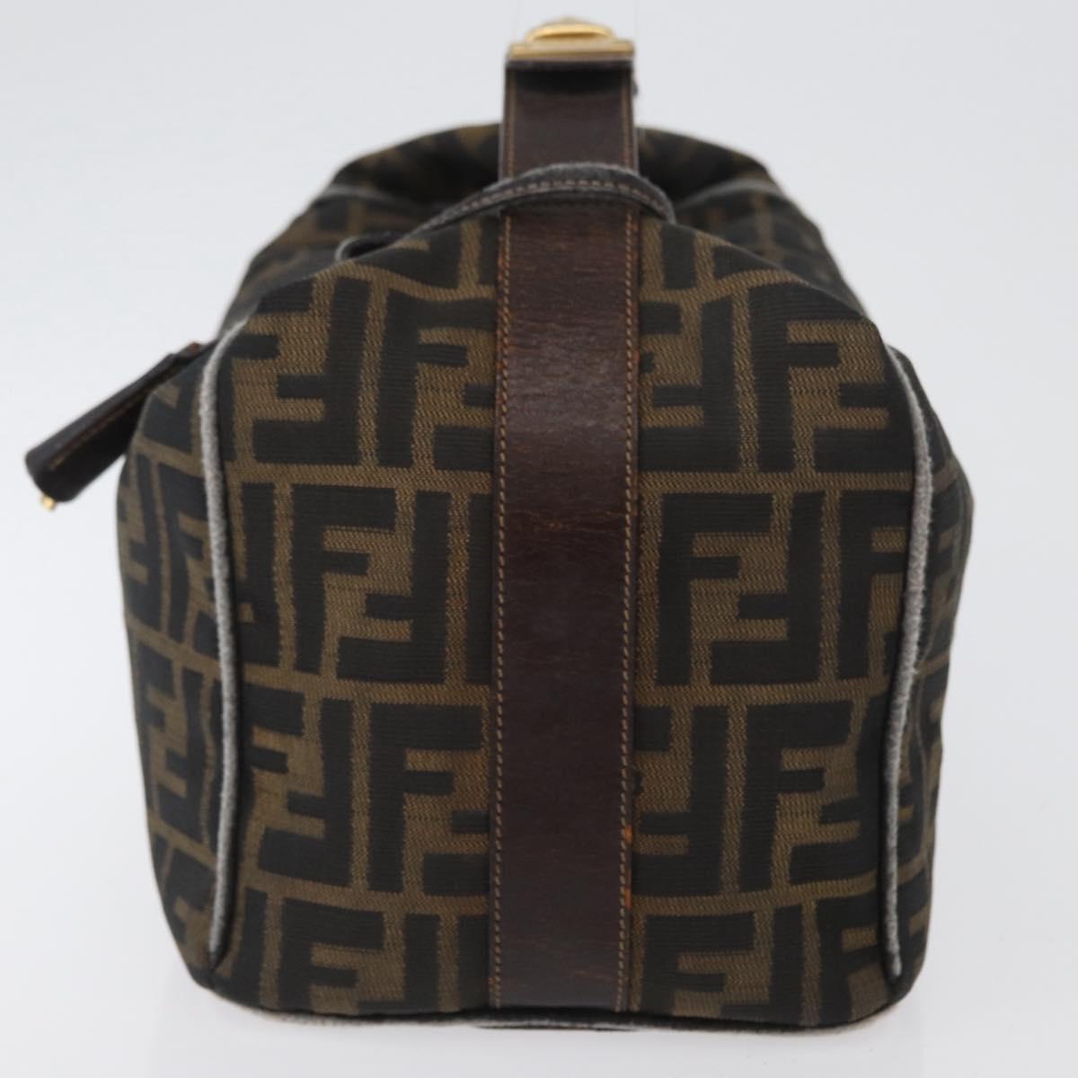 FENDI Zucca Canvas Hand Bag Black Brown Auth bs33679