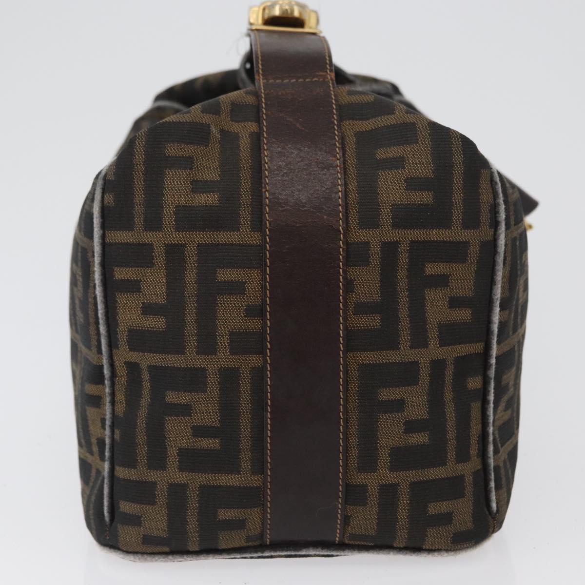 FENDI Zucca Canvas Hand Bag Black Brown Auth bs33679