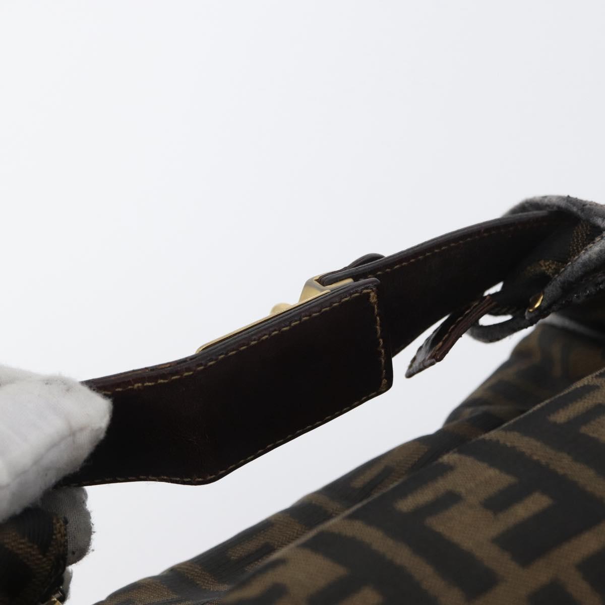 FENDI Zucca Canvas Hand Bag Black Brown Auth bs33679