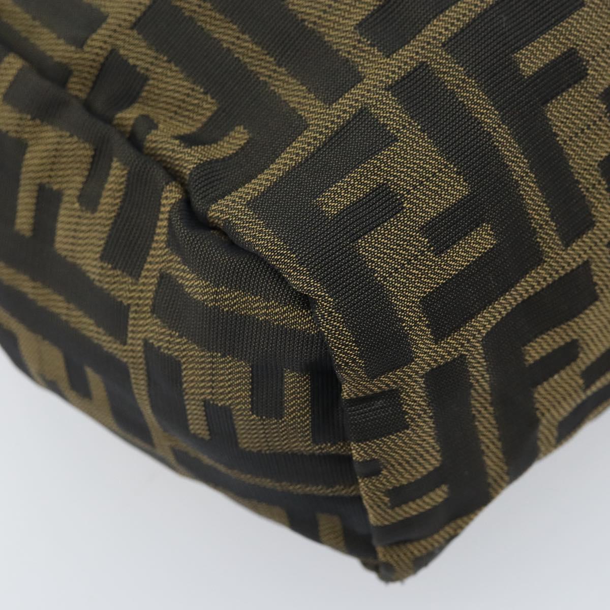 FENDI Zucca Canvas Hand Bag Black Brown Auth bs33680