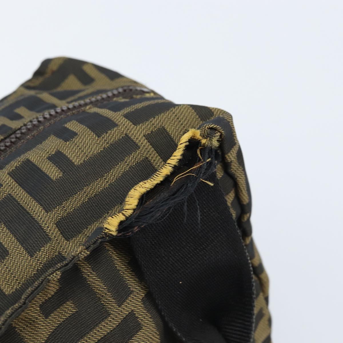 FENDI Zucca Canvas Hand Bag Black Brown Auth bs33680