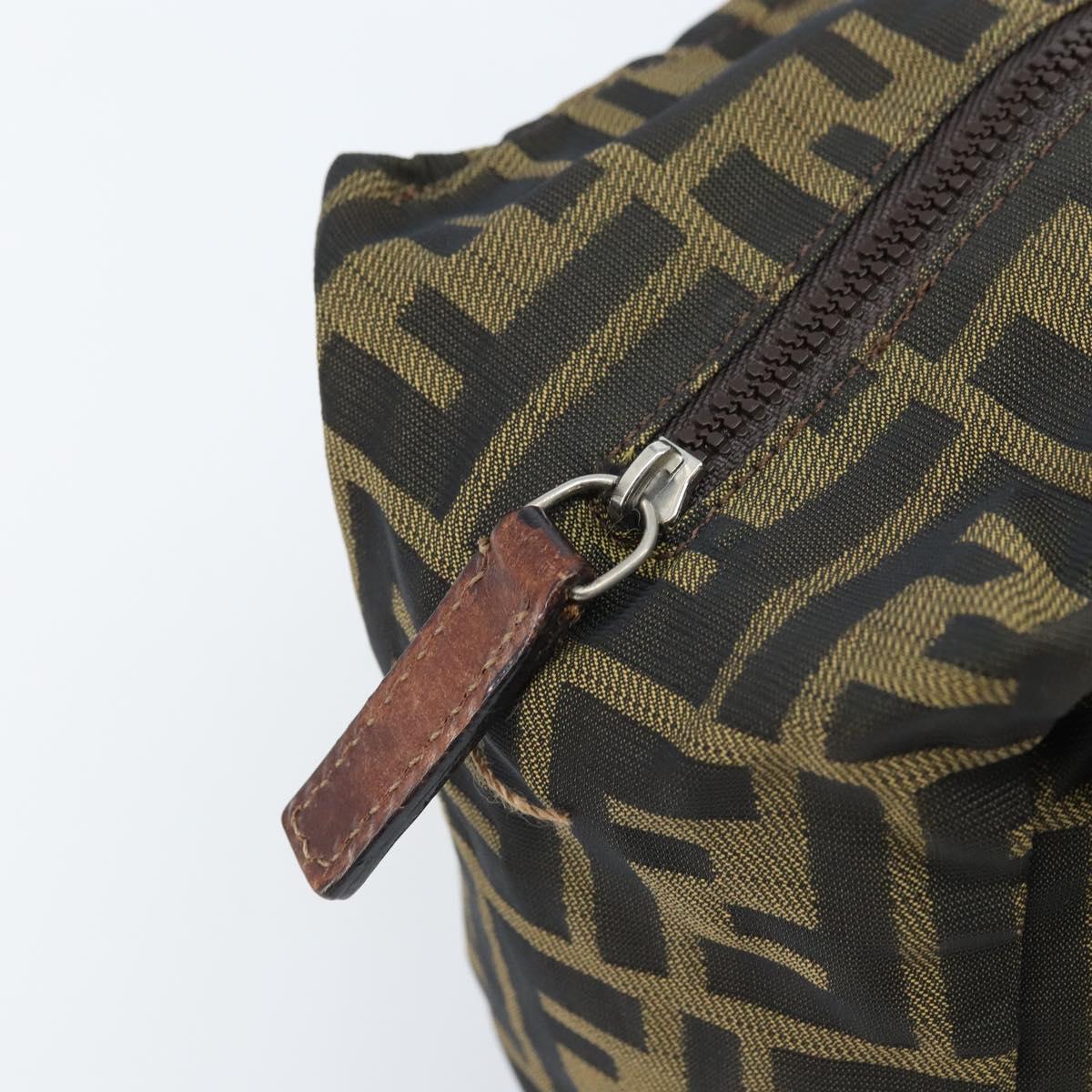 FENDI Zucca Canvas Hand Bag Black Brown Auth bs33680