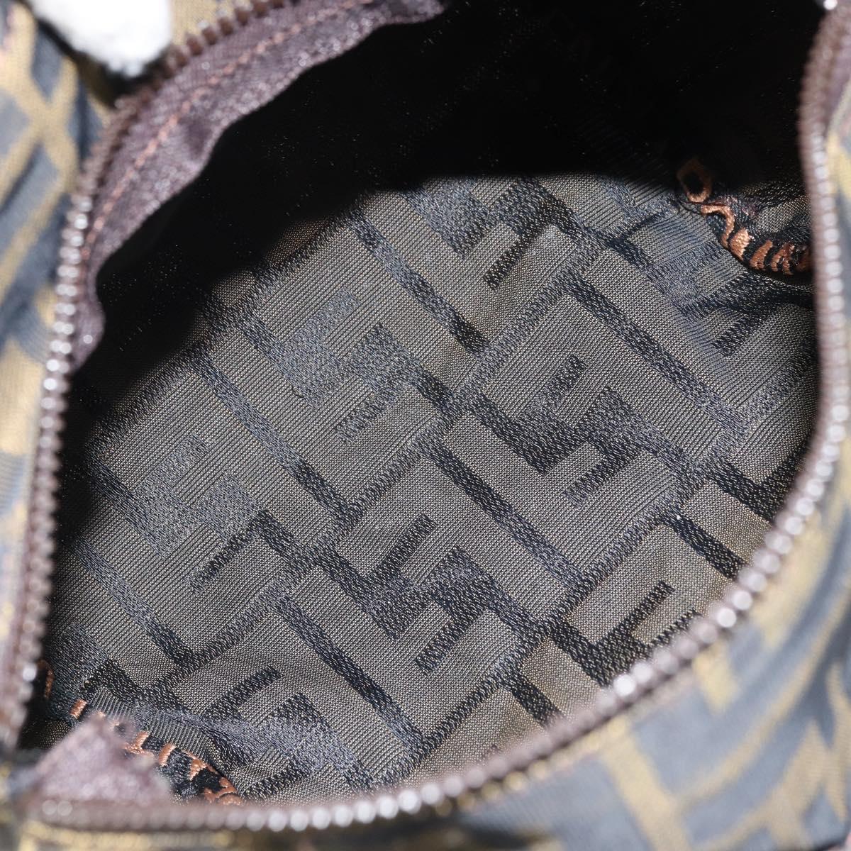 FENDI Zucca Canvas Hand Bag Black Brown Auth bs33680