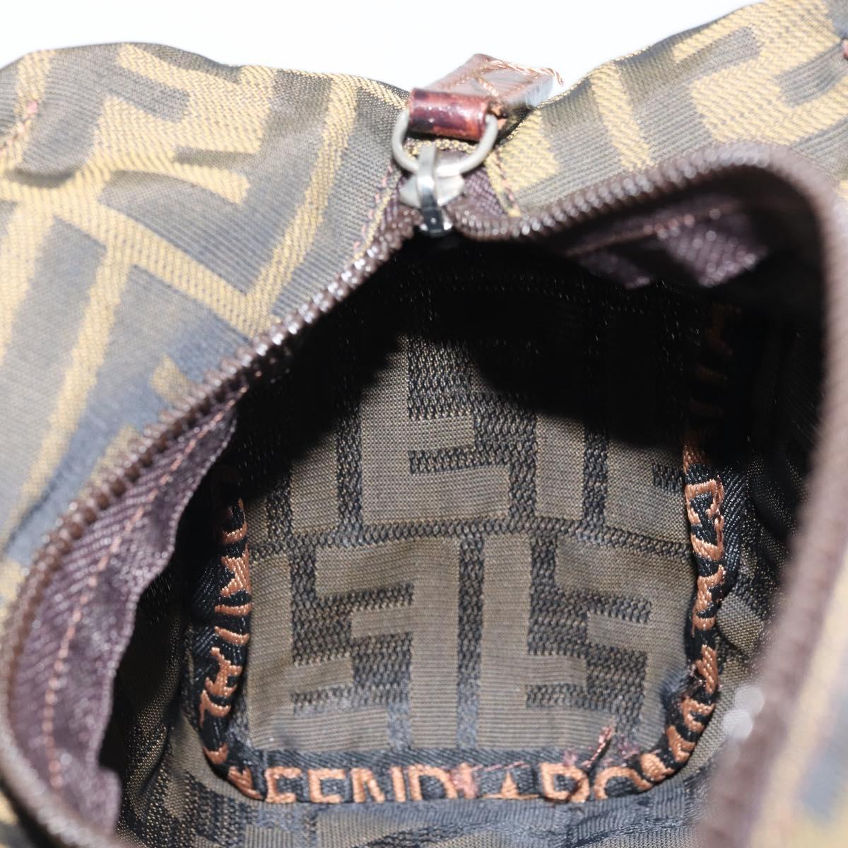 FENDI Zucca Canvas Hand Bag Black Brown Auth bs33680