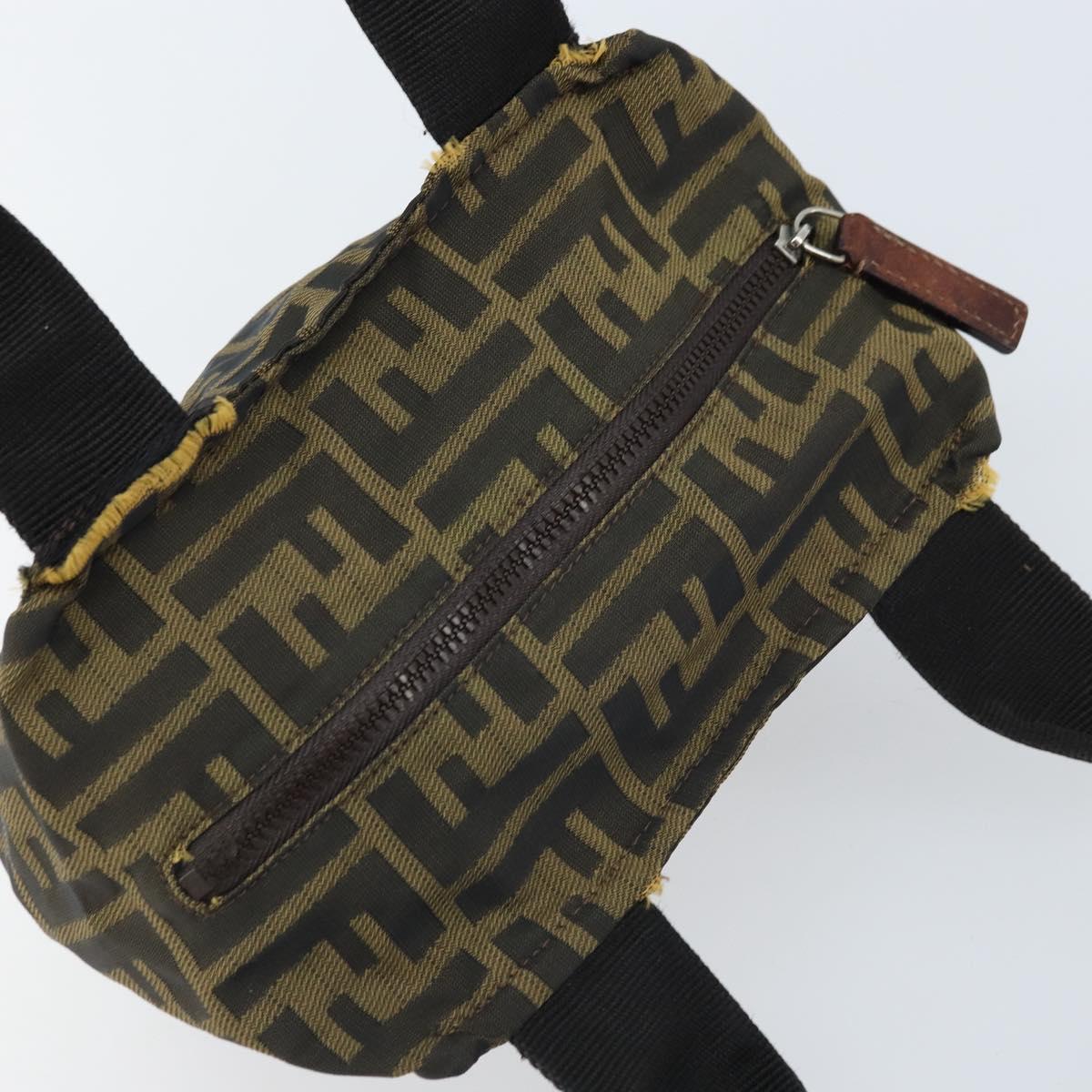 FENDI Zucca Canvas Hand Bag Black Brown Auth bs33680