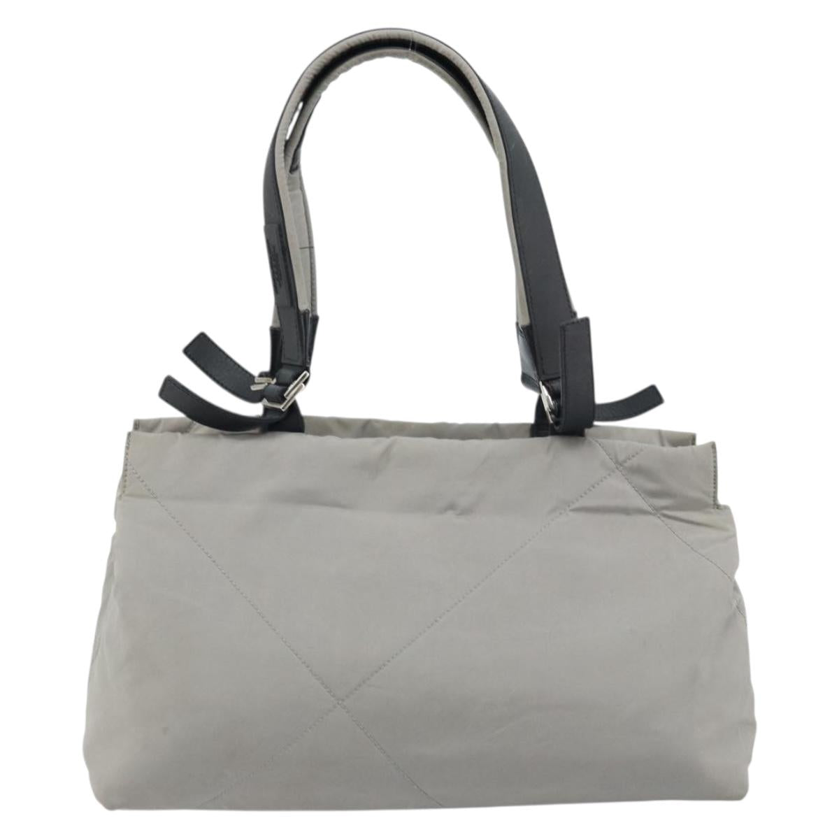 Salvatore Ferragamo Hand Bag Nylon Gray Silver Auth bs33681