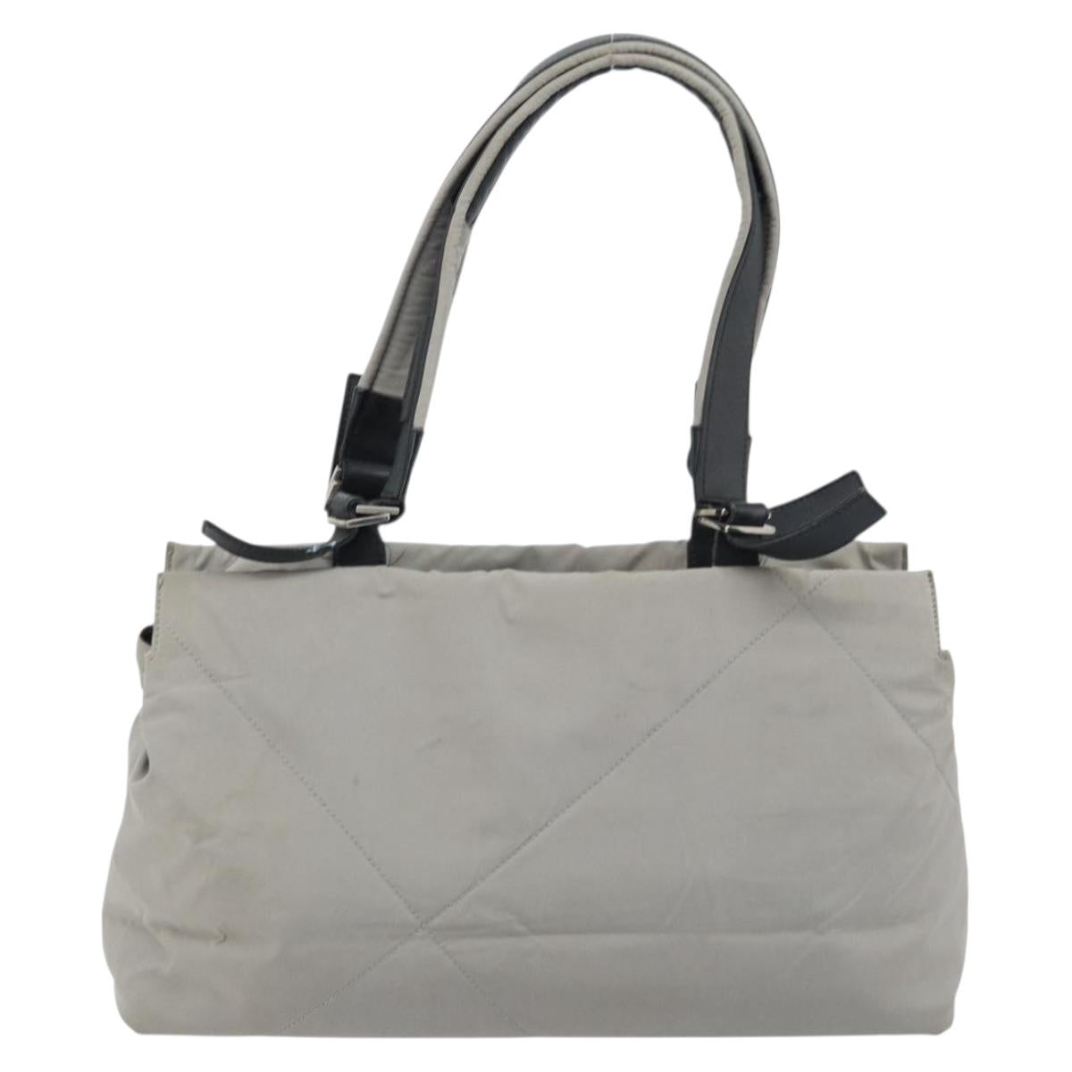 Salvatore Ferragamo Hand Bag Nylon Gray Silver Auth bs33681