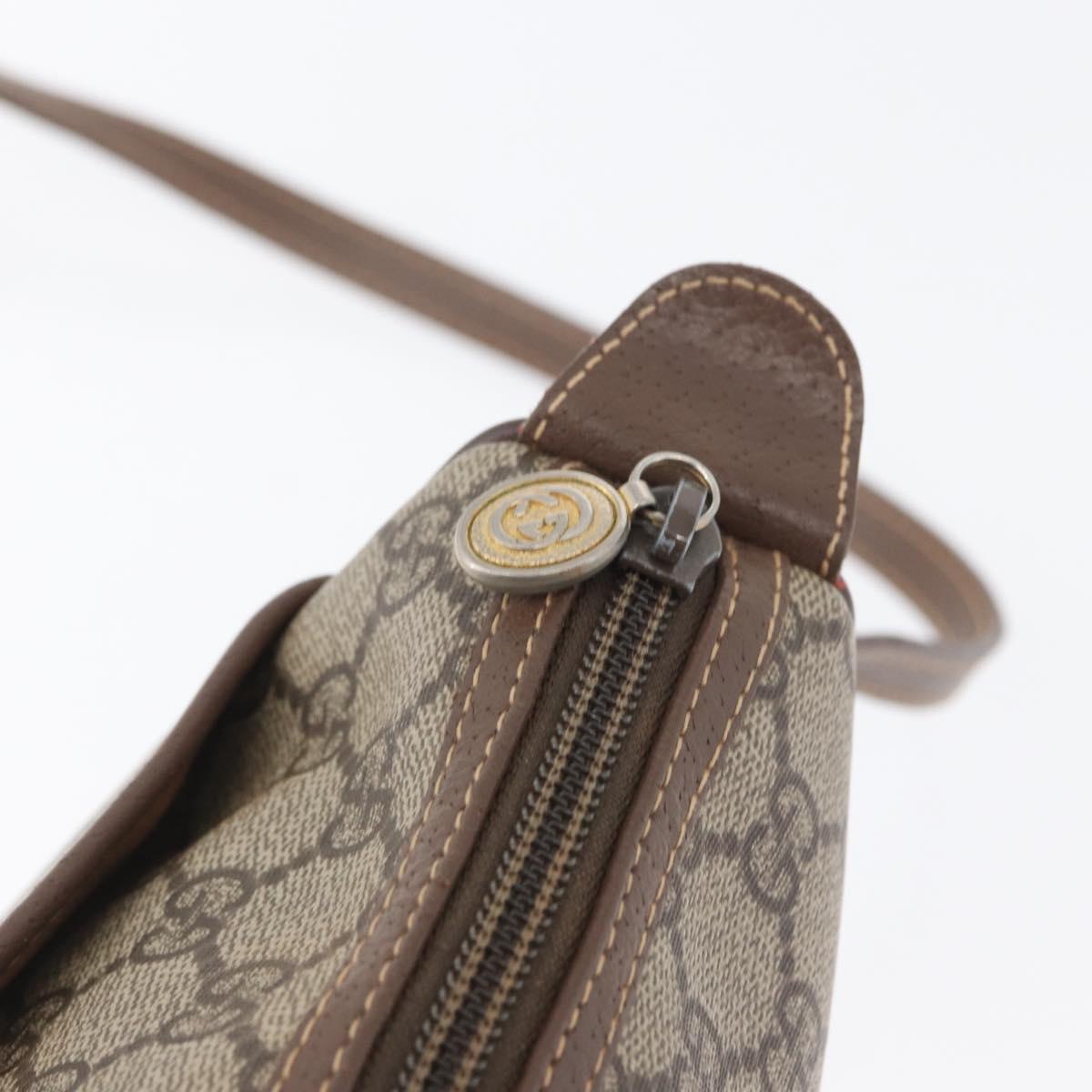 GUCCI GG Supreme Web Sherry Line Bag PVC Beige Gold 001 754 6177 Auth bs33691