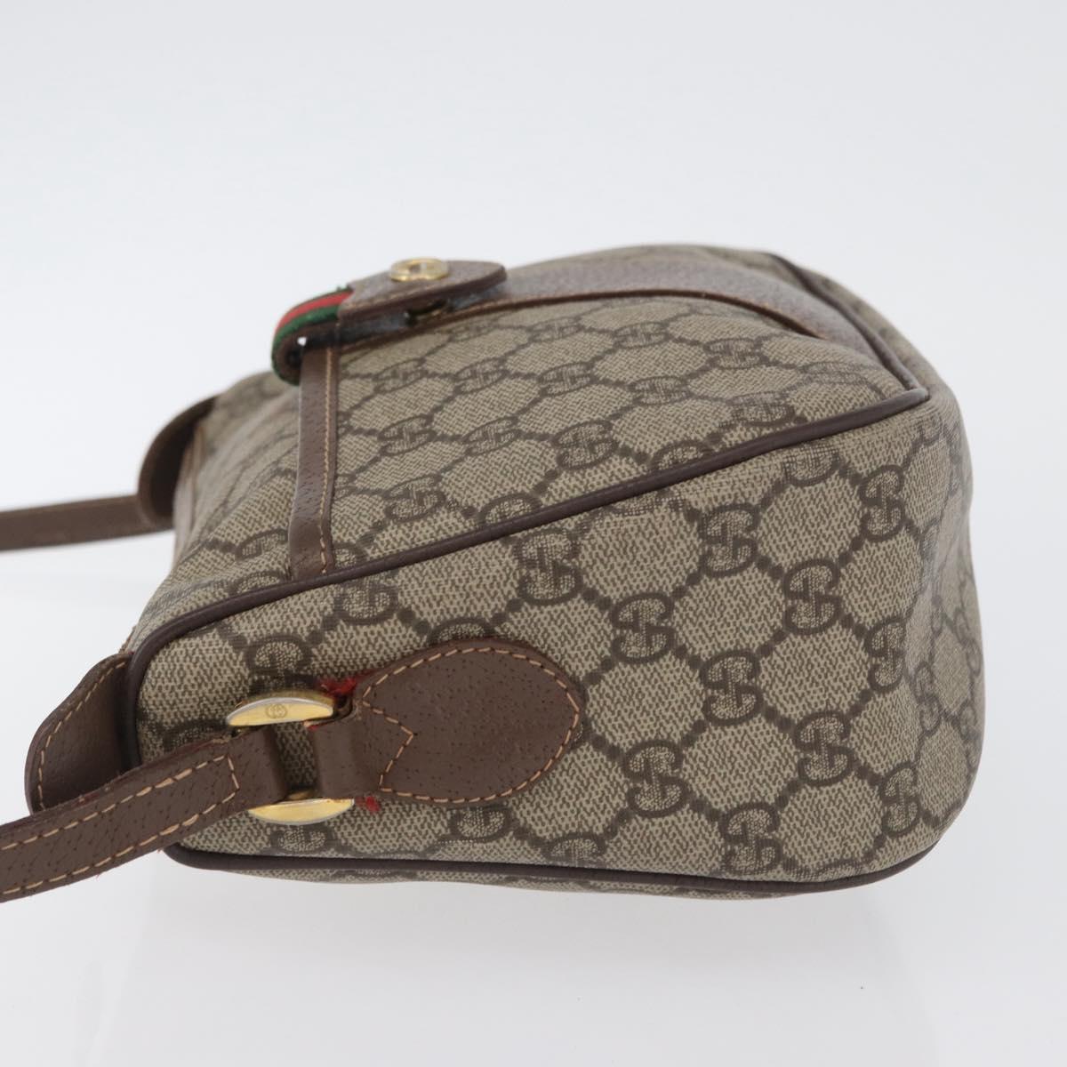 GUCCI GG Supreme Web Sherry Line Bag PVC Beige Gold 001 754 6177 Auth bs33691