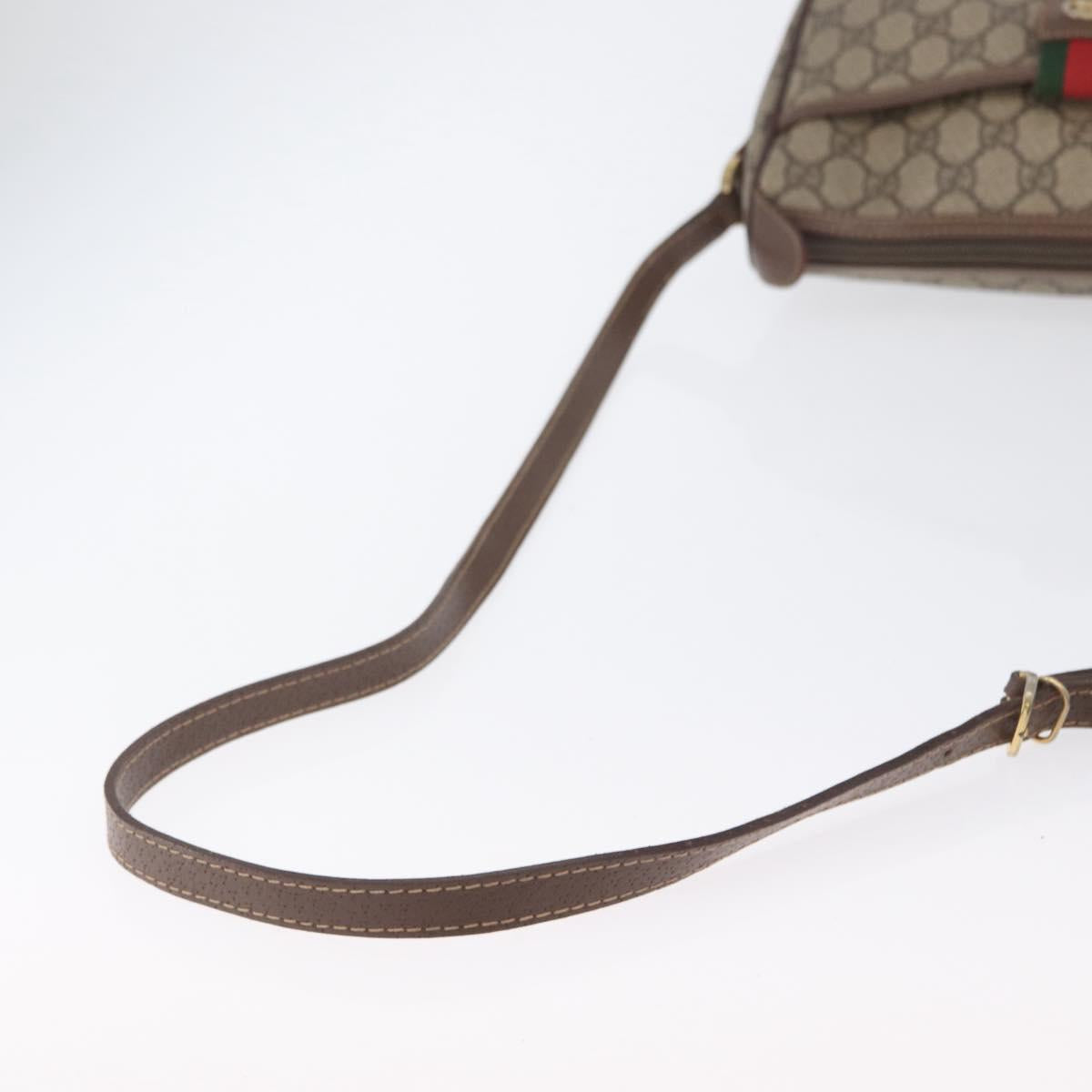 GUCCI GG Supreme Web Sherry Line Bag PVC Beige Gold 001 754 6177 Auth bs33691