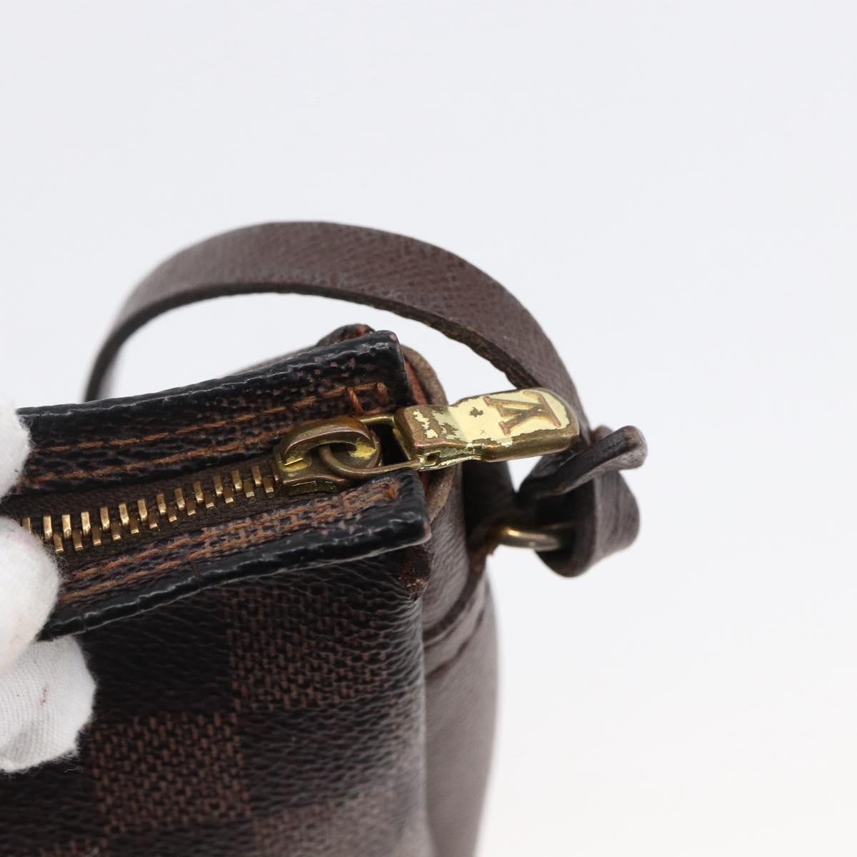 LOUIS VUITTON Damier Ebene Trousse Makeup Pouch N51982 LV Auth bs33693