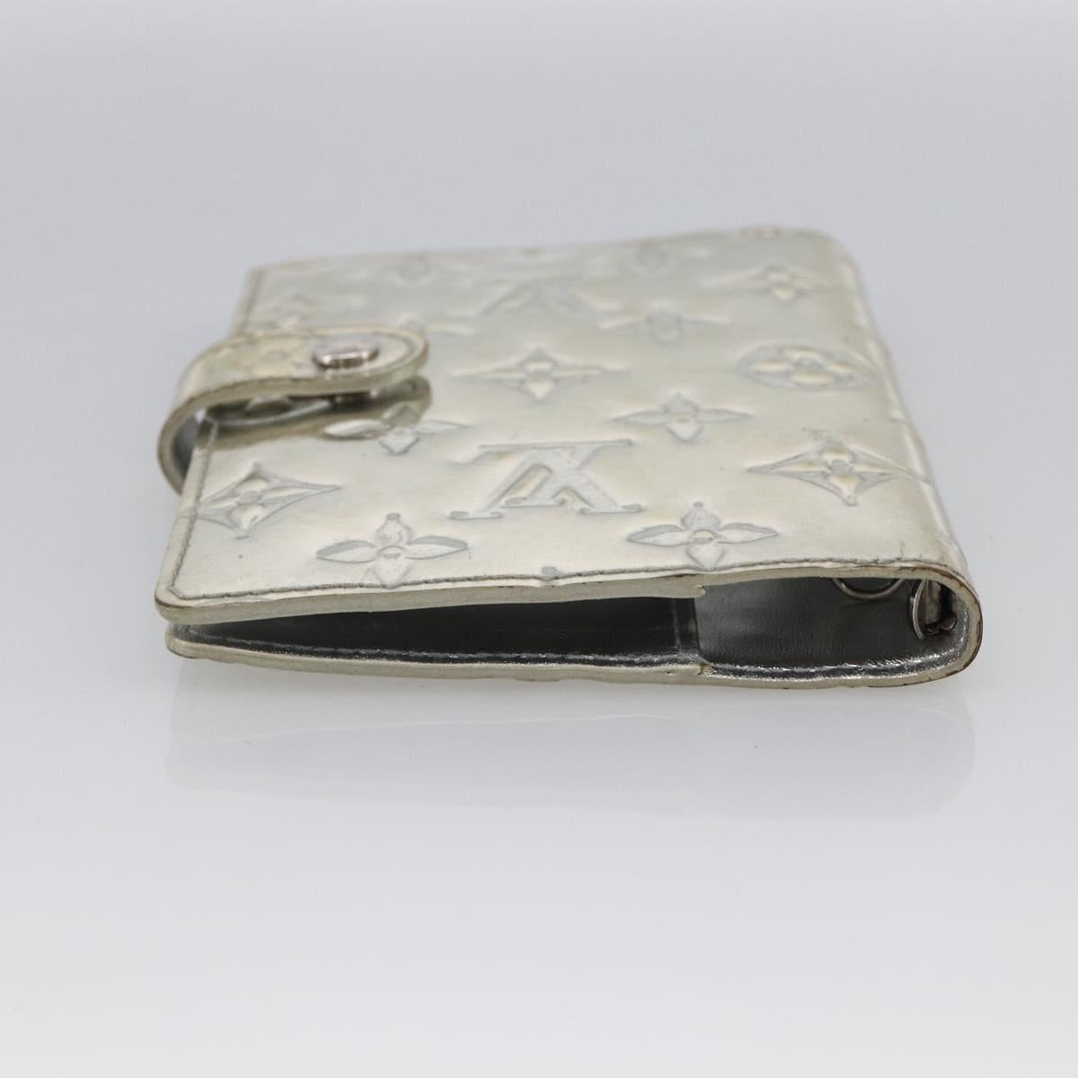 LOUIS VUITTON Monogram Miroir Agenda PM Day Cover Silver R20963 LV Auth bs33695
