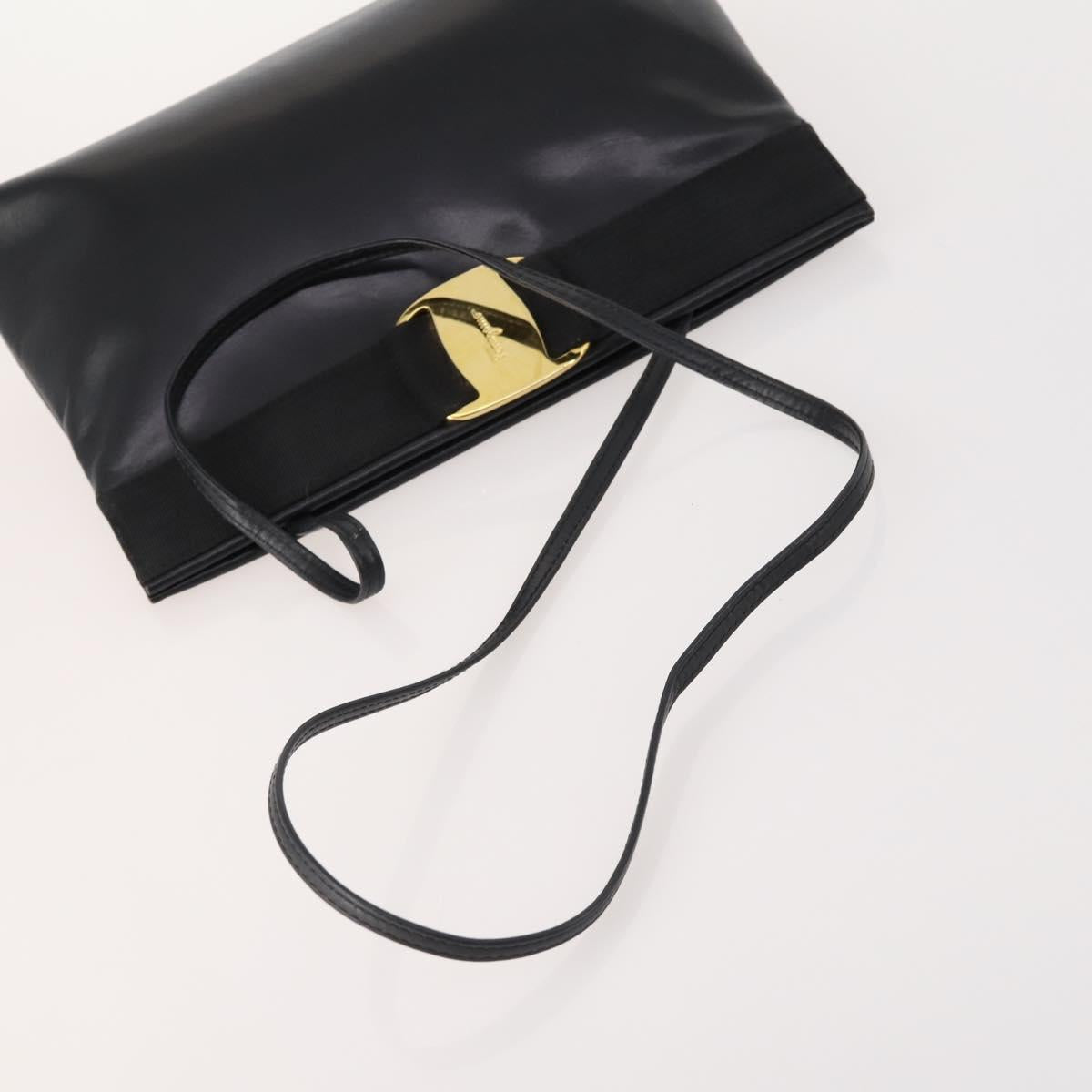 Salvatore Ferragamo Shoulder Bag Leather 2 Set Black Auth bs33700
