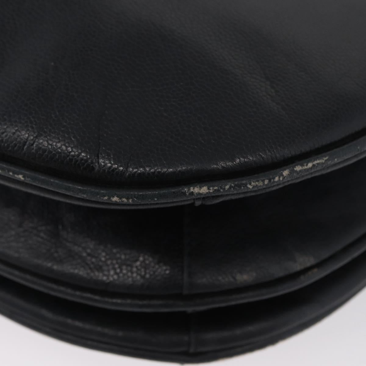 SAINT LAURENT Shoulder Bag Leather Black Silver Auth bs33702