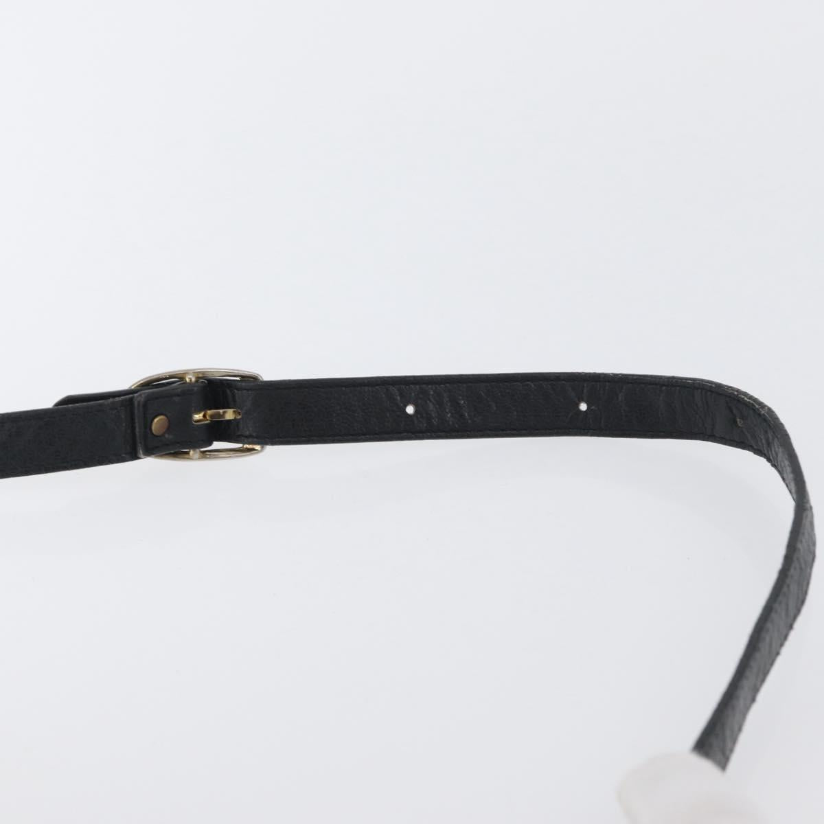 SAINT LAURENT Shoulder Bag Leather Black Silver Auth bs33702