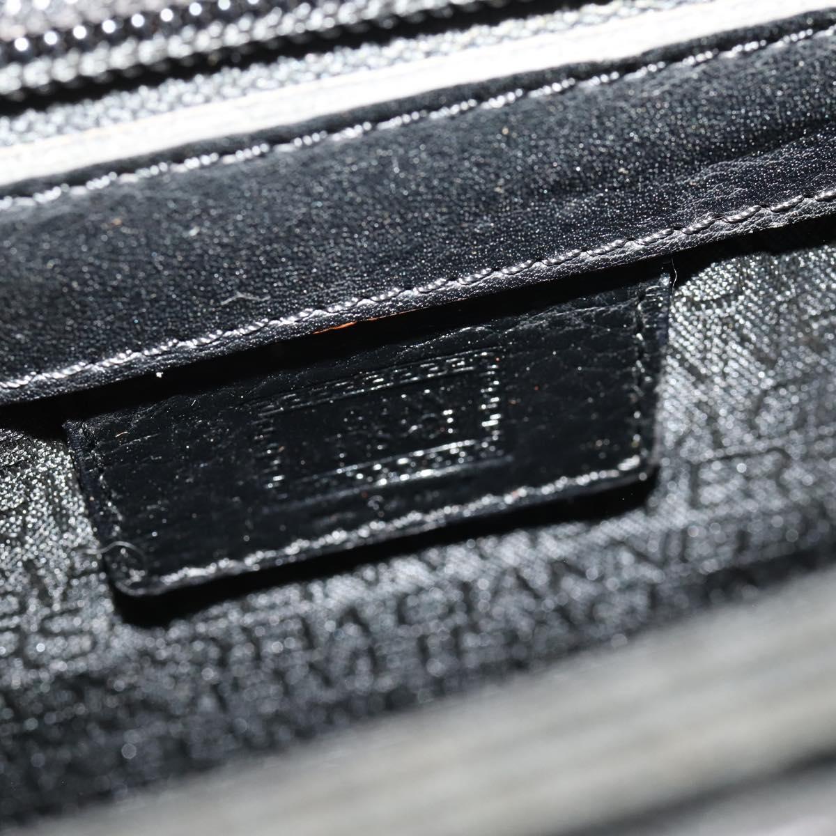 VERSACE Business Bag Leather Black Gold Auth bs33703