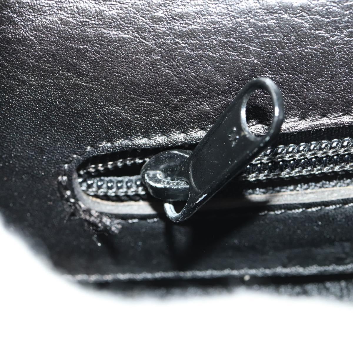 VERSACE Business Bag Leather Black Gold Auth bs33703