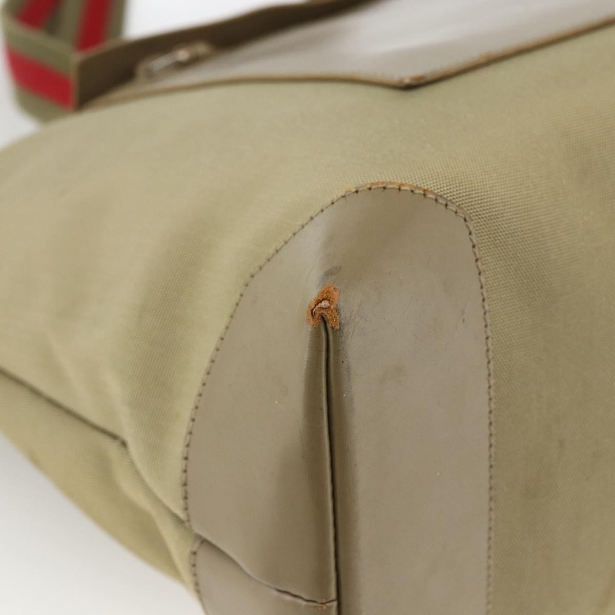 GUCCI Tote Bag Canvas Beige Khaki Red 019 0426 3444 Auth bs33705