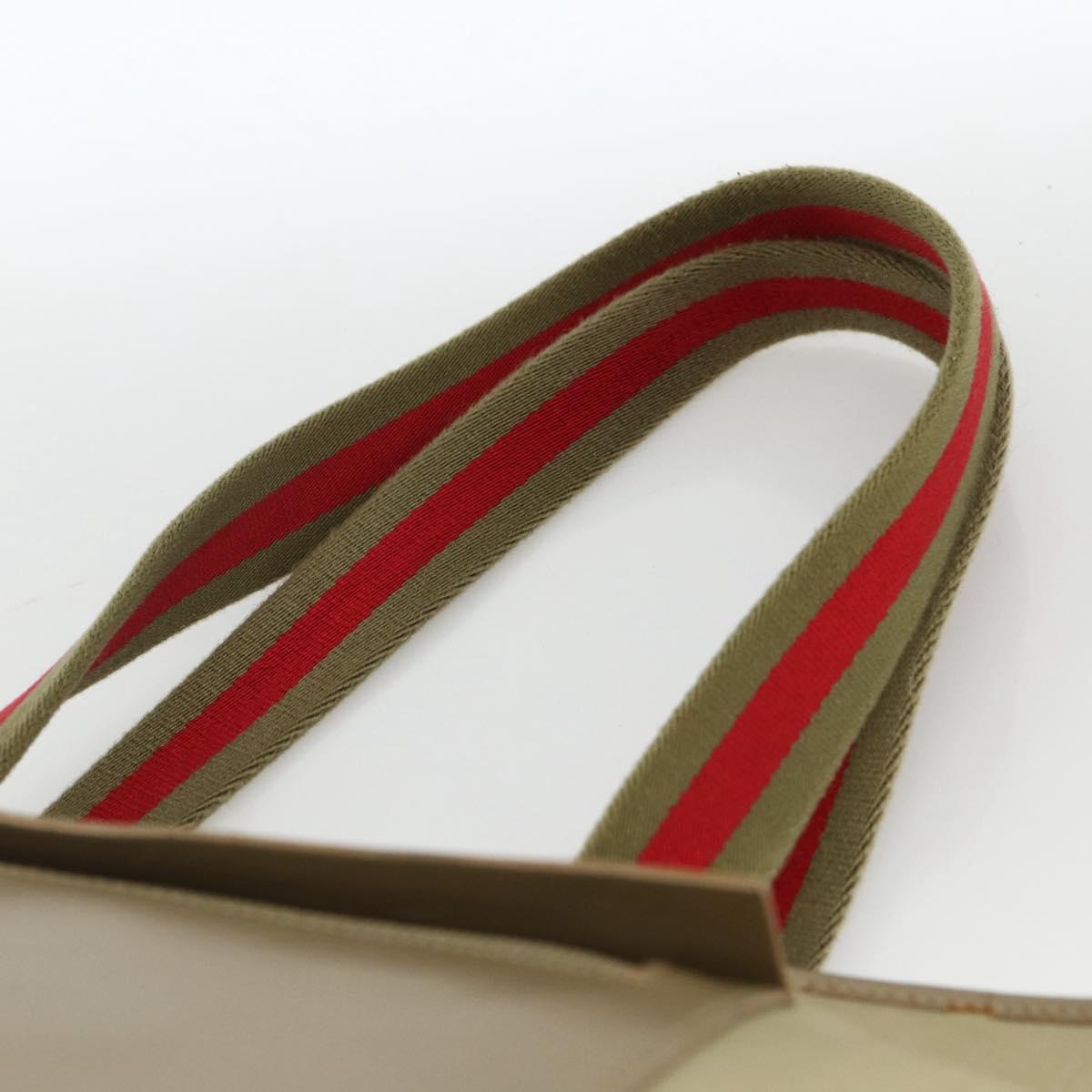 GUCCI Tote Bag Canvas Beige Khaki Red 019 0426 3444 Auth bs33705