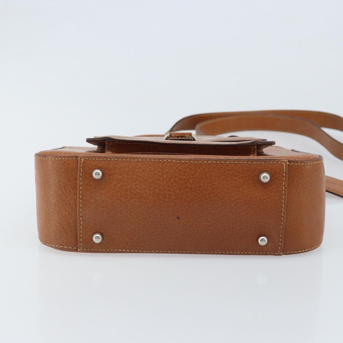 GUCCI Hand Bag Leather 2way Brown Silver Auth bs33707