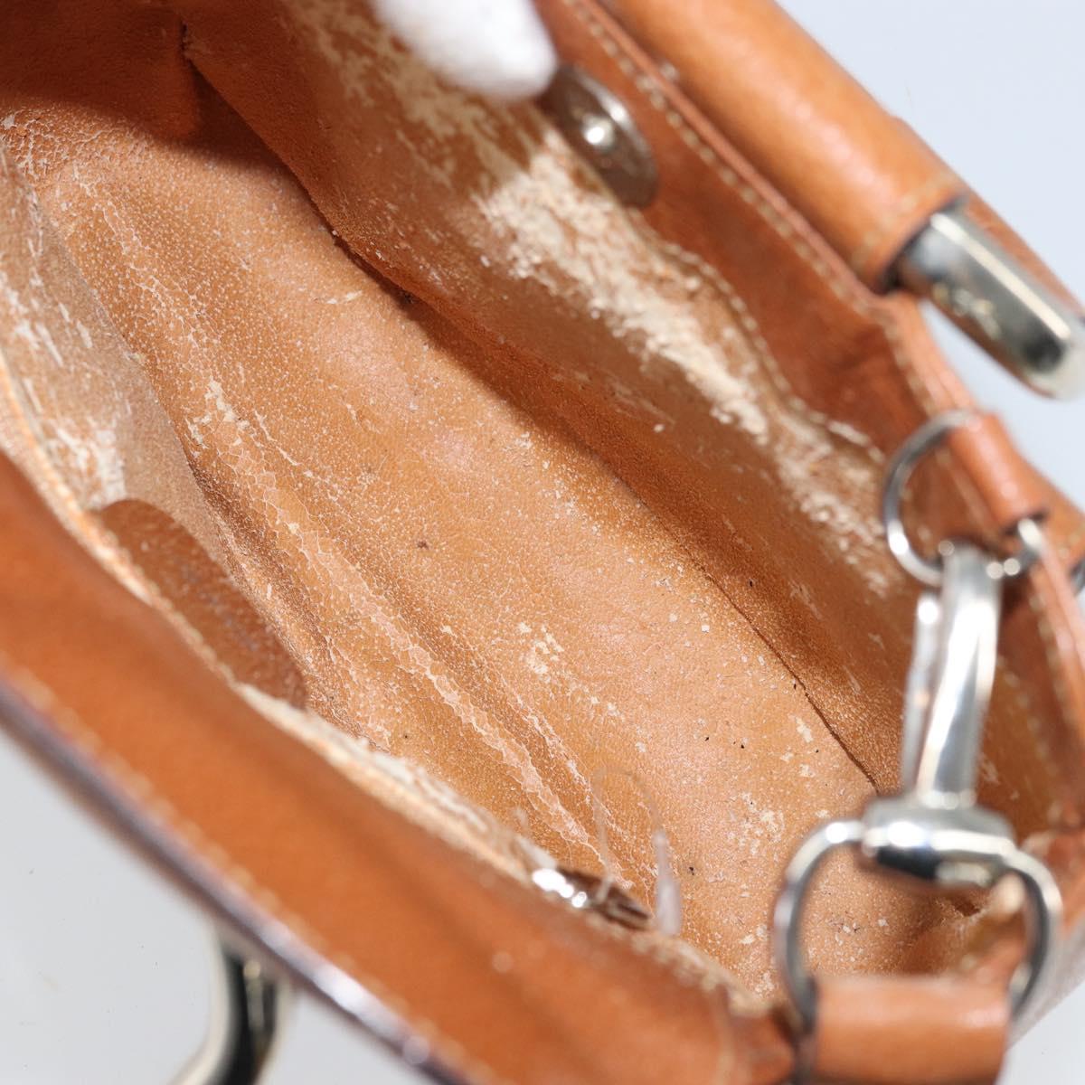 GUCCI Hand Bag Leather 2way Brown Silver Auth bs33707