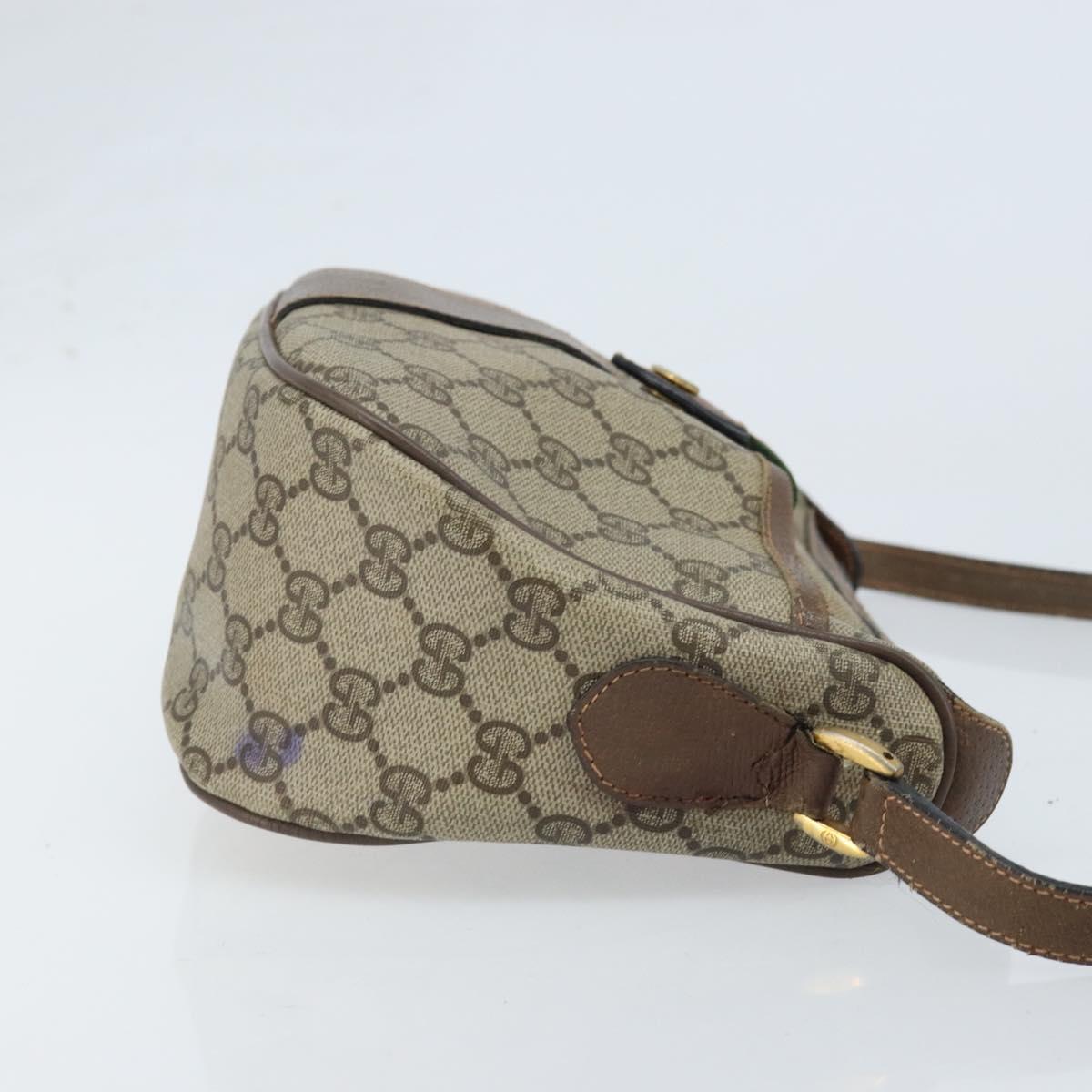 GUCCI GG Supreme Web Sherry Line Bag PVC Beige Gold 89 02 032 Auth bs33708