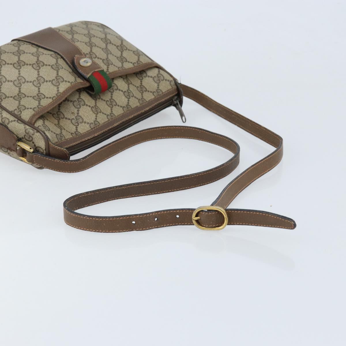 GUCCI GG Supreme Web Sherry Line Bag PVC Beige Gold 89 02 032 Auth bs33708