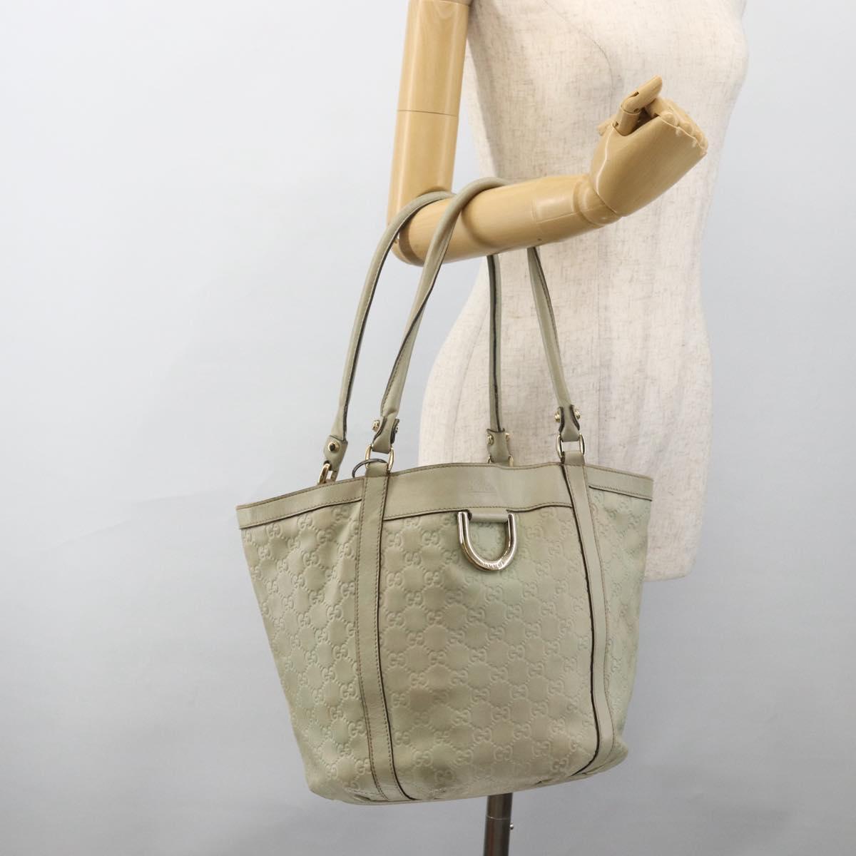 GUCCI GG Canvas Guccissima Tote Bag Leather Beige Gold 211982 Auth bs33709