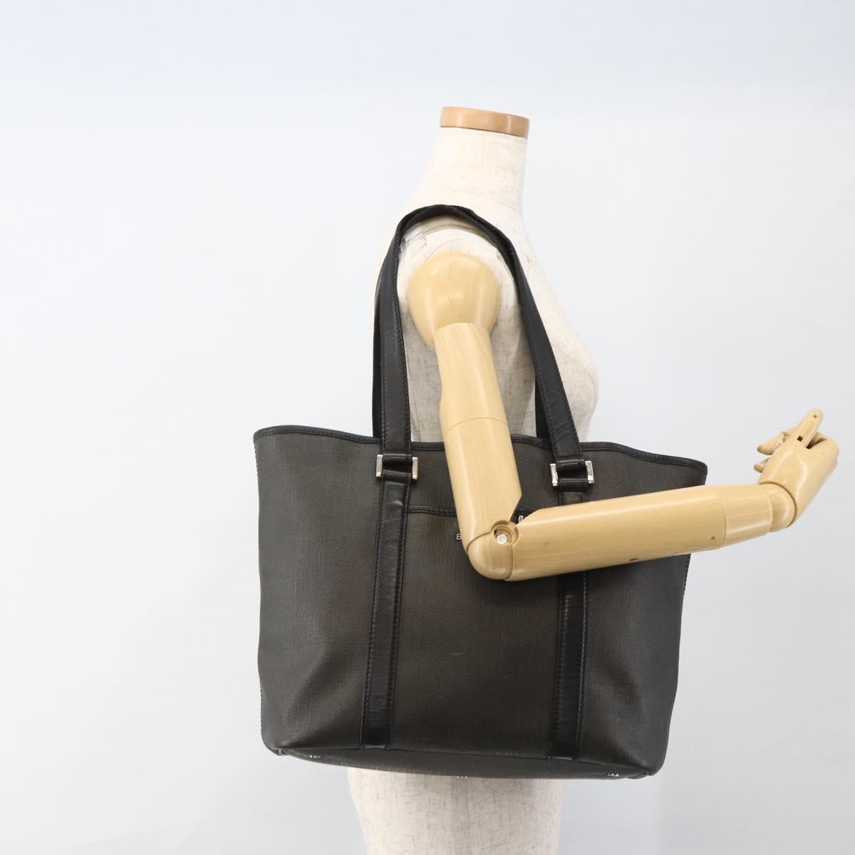 BVLGARI Tote Bag PVC Black Silver Auth bs33712