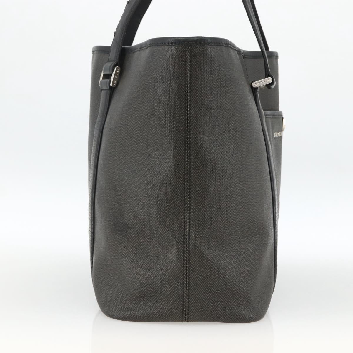BVLGARI Tote Bag PVC Black Silver Auth bs33712