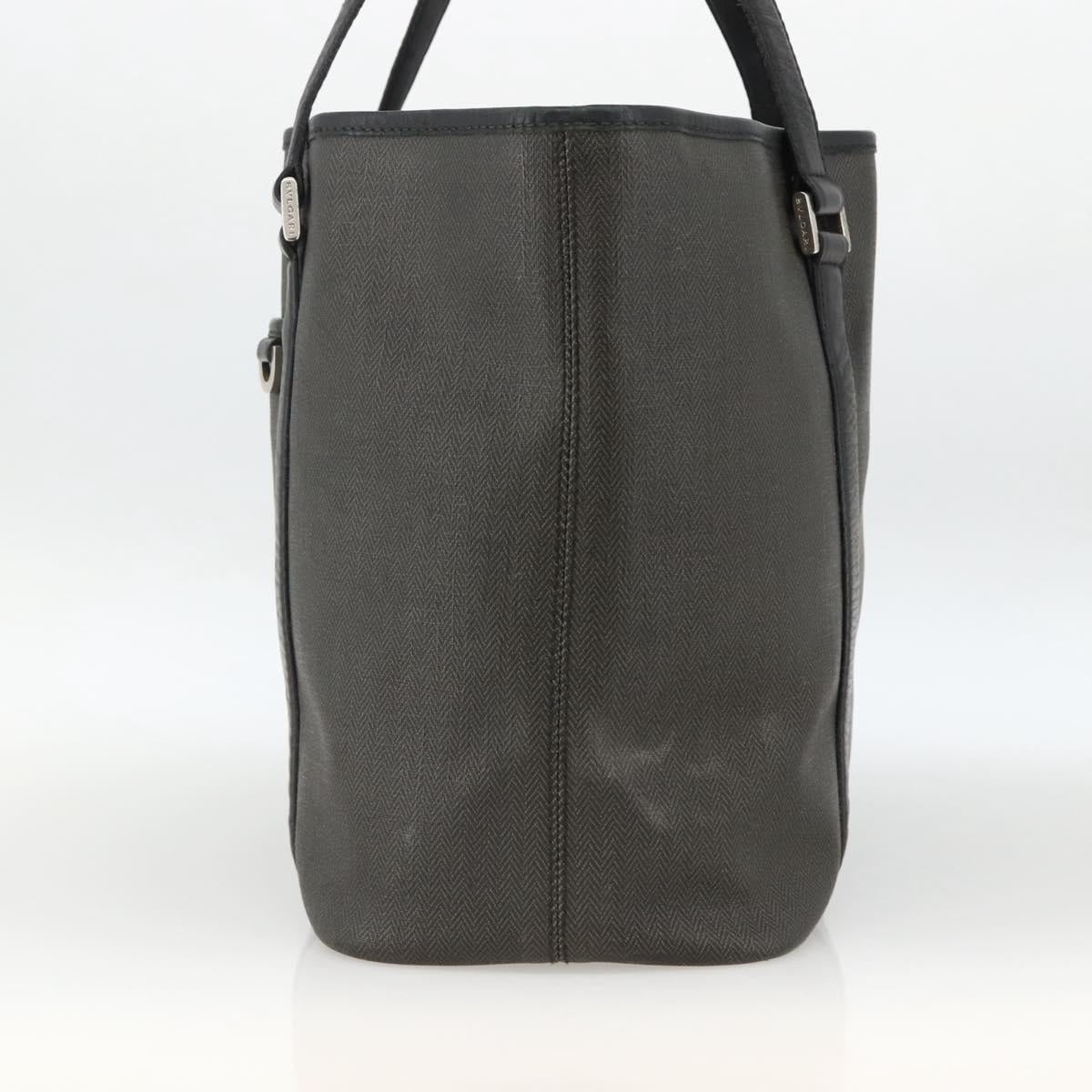 BVLGARI Tote Bag PVC Black Silver Auth bs33712