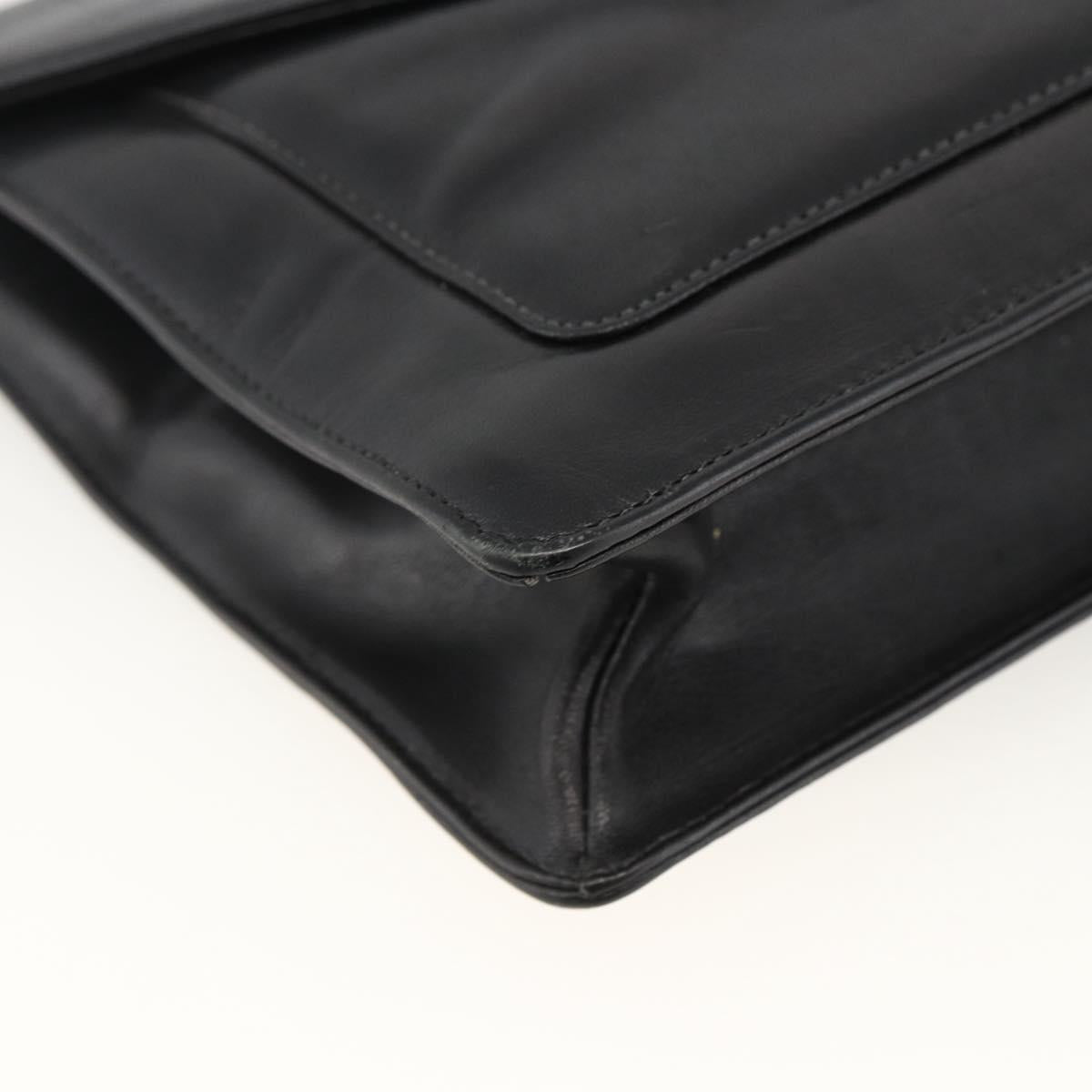 GIVENCHY Shoulder Bag Leather Black Gold Auth bs33713