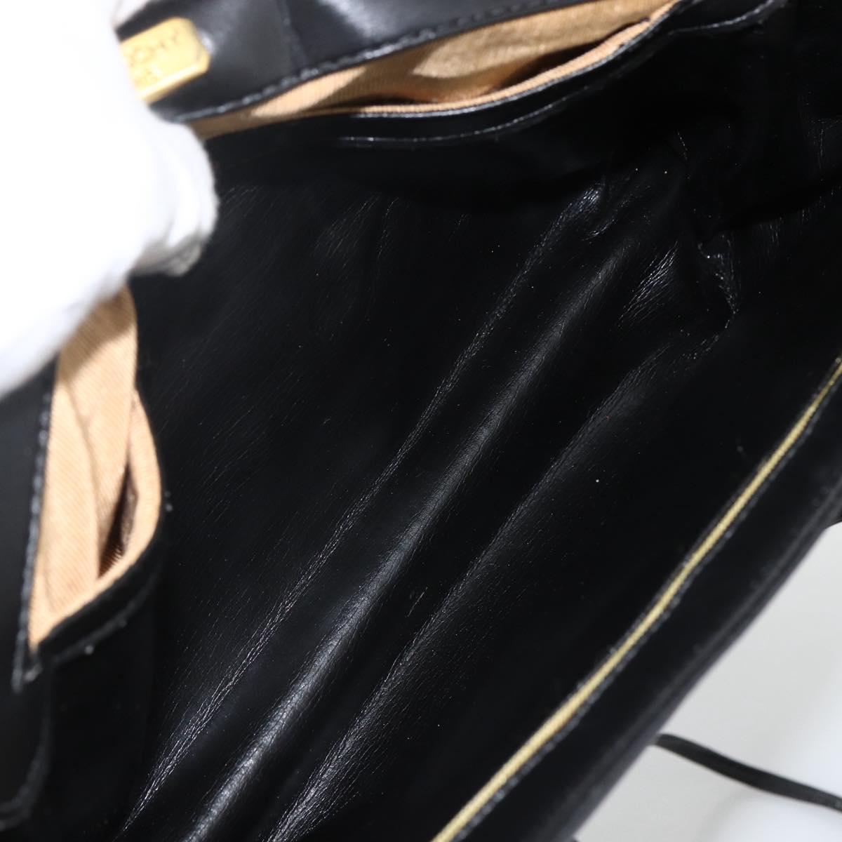 GIVENCHY Shoulder Bag Leather Black Gold Auth bs33713