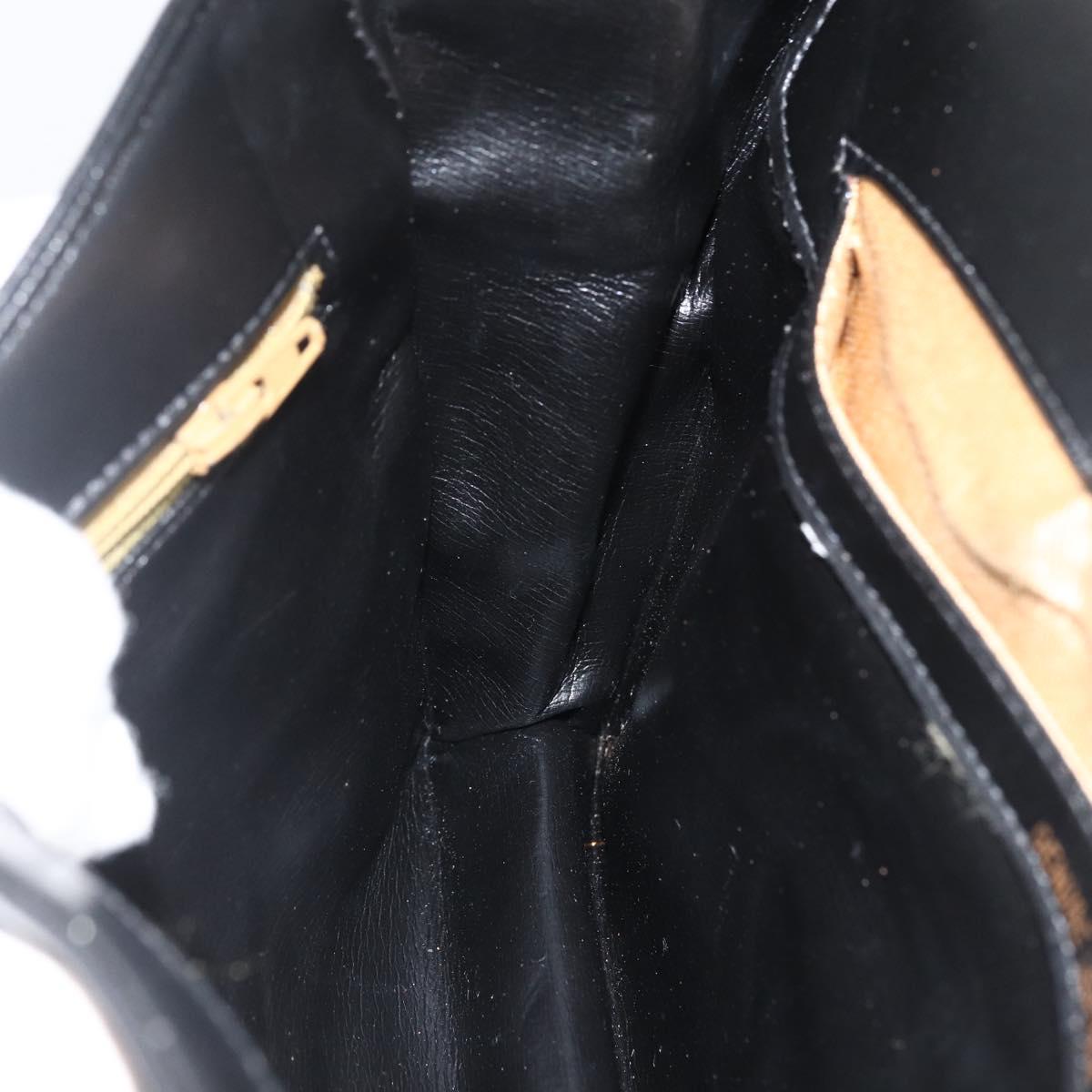 GIVENCHY Shoulder Bag Leather Black Gold Auth bs33713