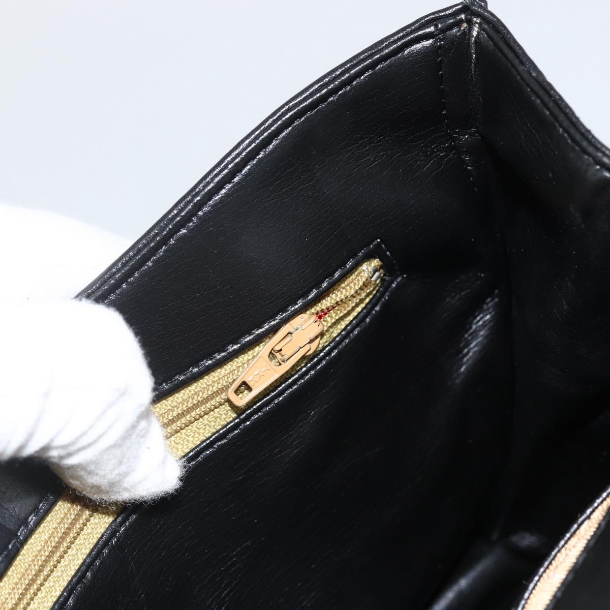 GIVENCHY Shoulder Bag Leather Black Gold Auth bs33713