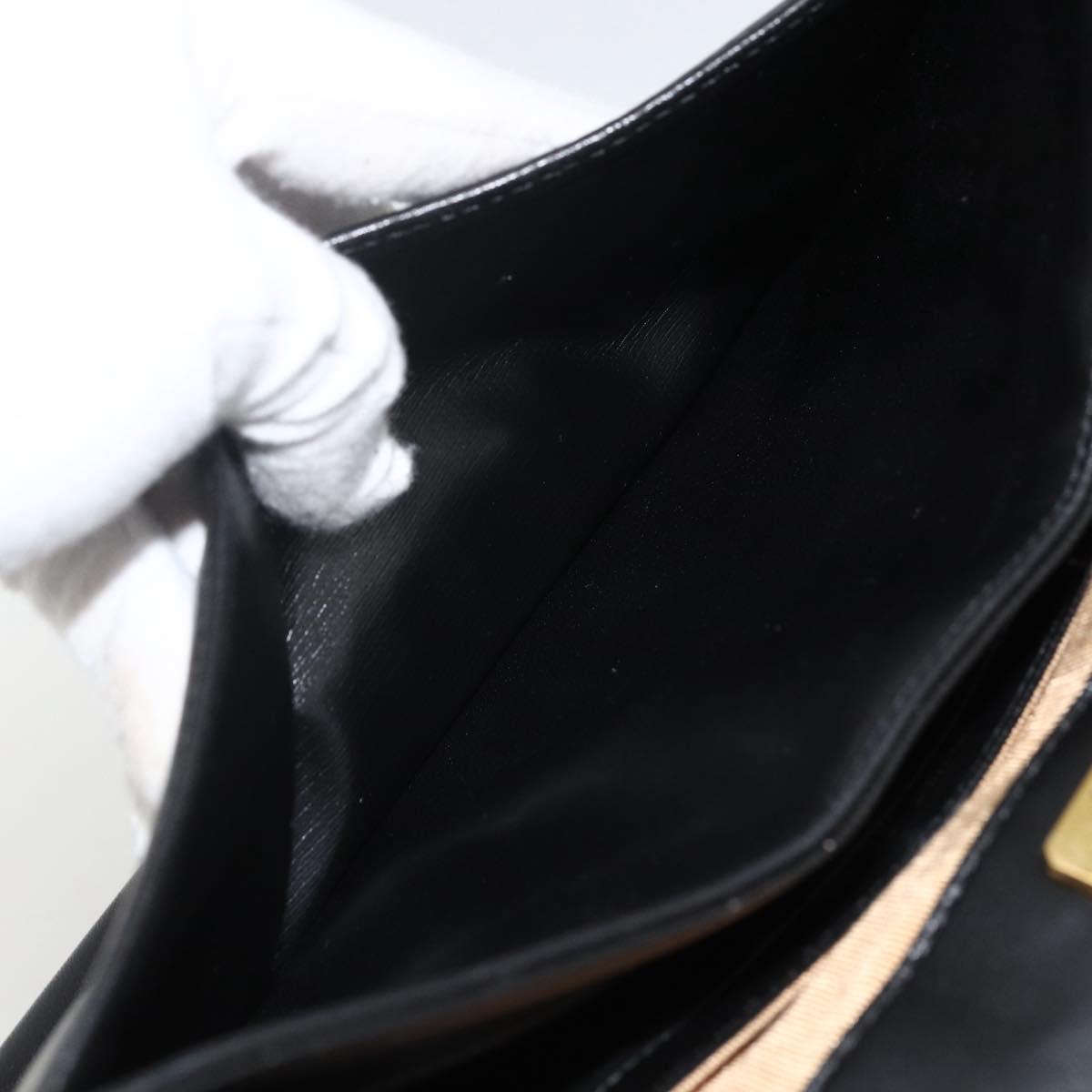 GIVENCHY Shoulder Bag Leather Black Gold Auth bs33713