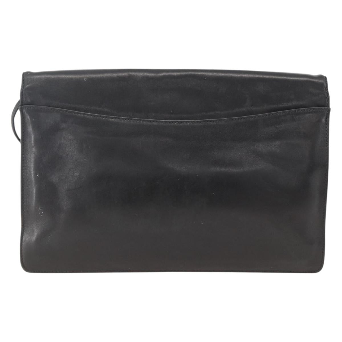 GIVENCHY Shoulder Bag Leather Black Gold Auth bs33713