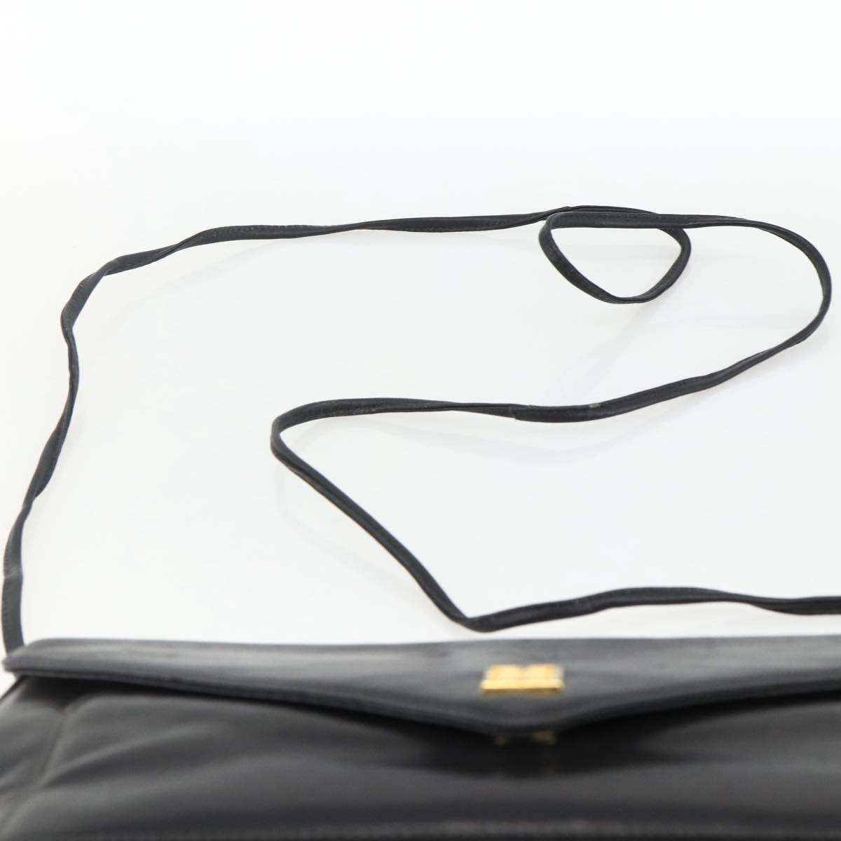 GIVENCHY Shoulder Bag Leather Black Gold Auth bs33713