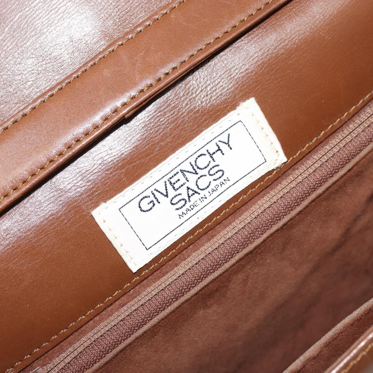 GIVENCHY Shoulder Bag Leather Brown Gold Auth bs33714