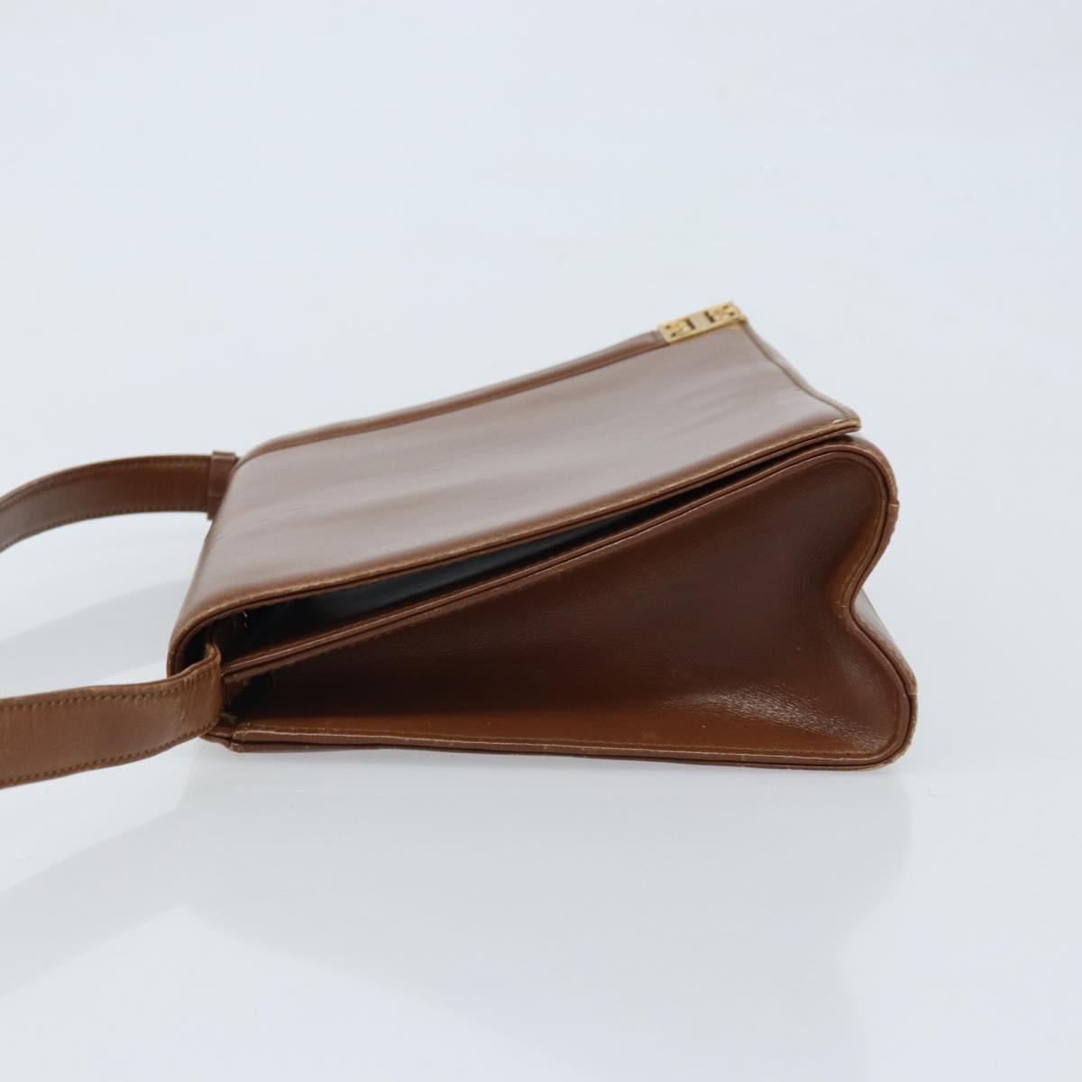 GIVENCHY Shoulder Bag Leather Brown Gold Auth bs33714