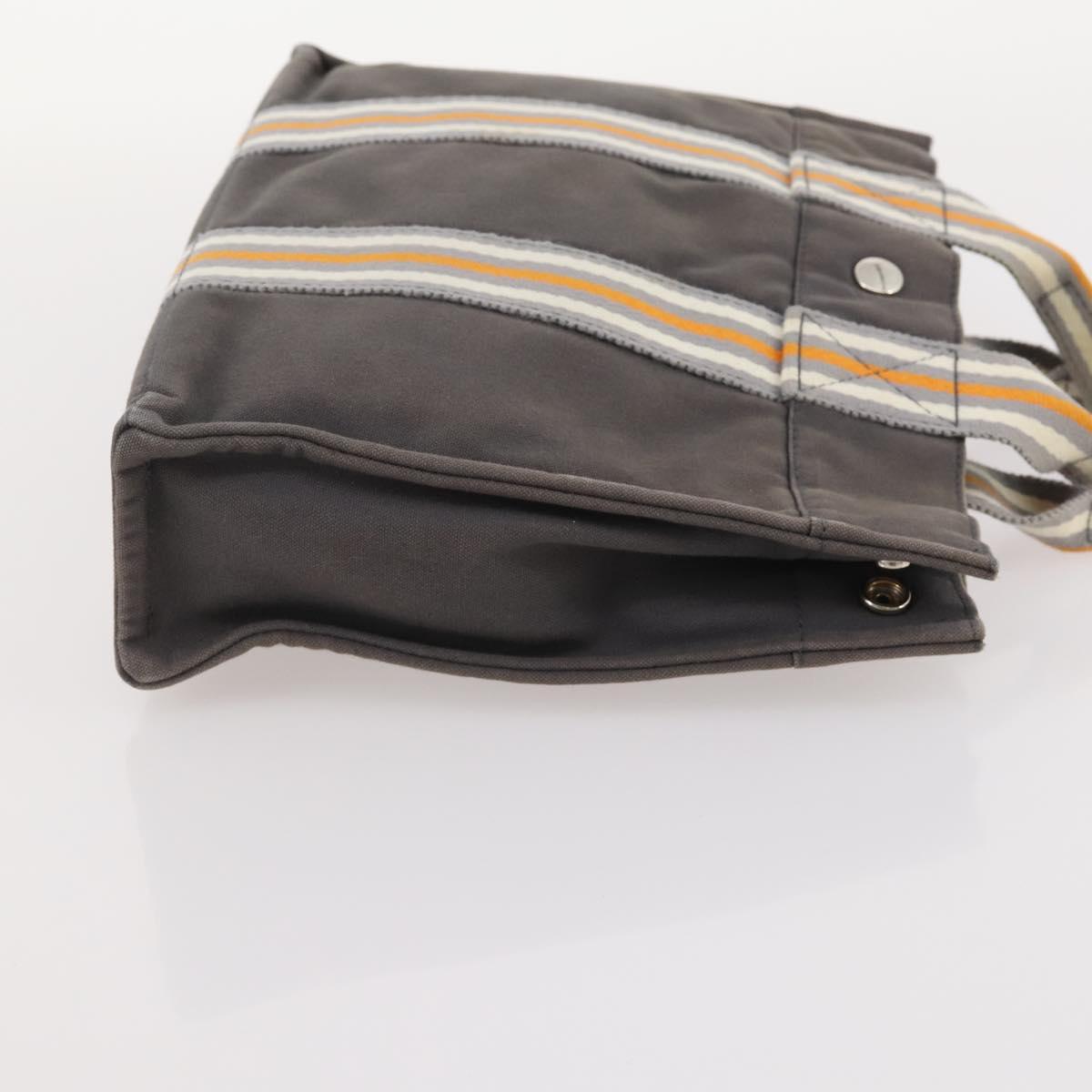 HERMES Fourre Tout Hand Bag Canvas 2 Set Gray Navy Auth bs33715