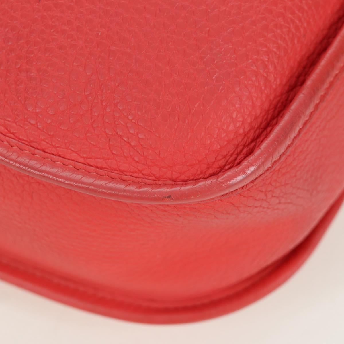 HERMES Evelyn GM Shoulder Bag Leather Pink Silver Auth bs33716V