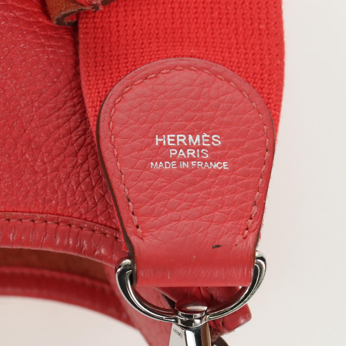 HERMES Evelyn GM Shoulder Bag Leather Pink Silver Auth bs33716V