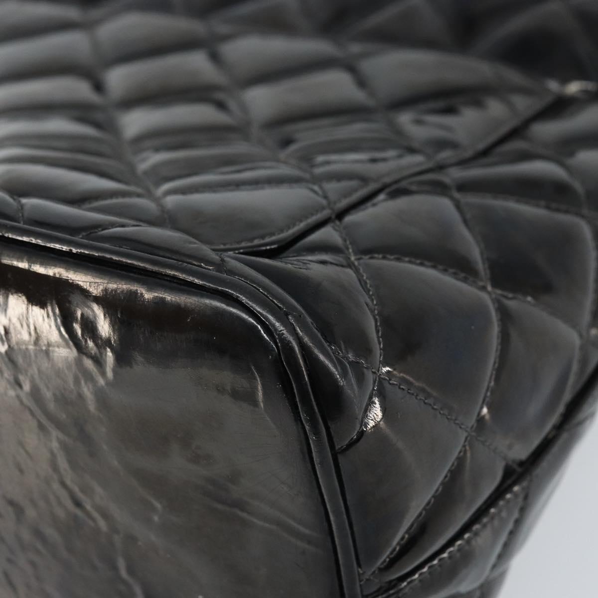 CHANEL Matelasse Reprint Tote Bag Patent leather Black CC Auth bs33721