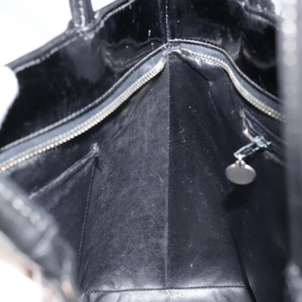 CHANEL Matelasse Reprint Tote Bag Patent leather Black CC Auth bs33721