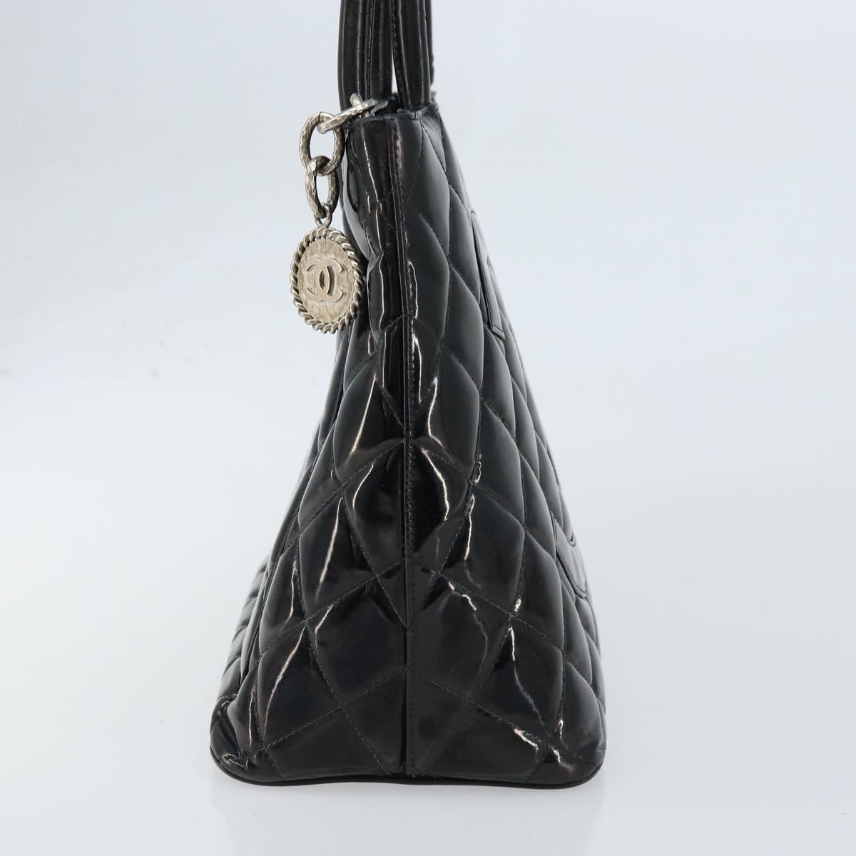 CHANEL Matelasse Reprint Tote Bag Patent leather Black CC Auth bs33721